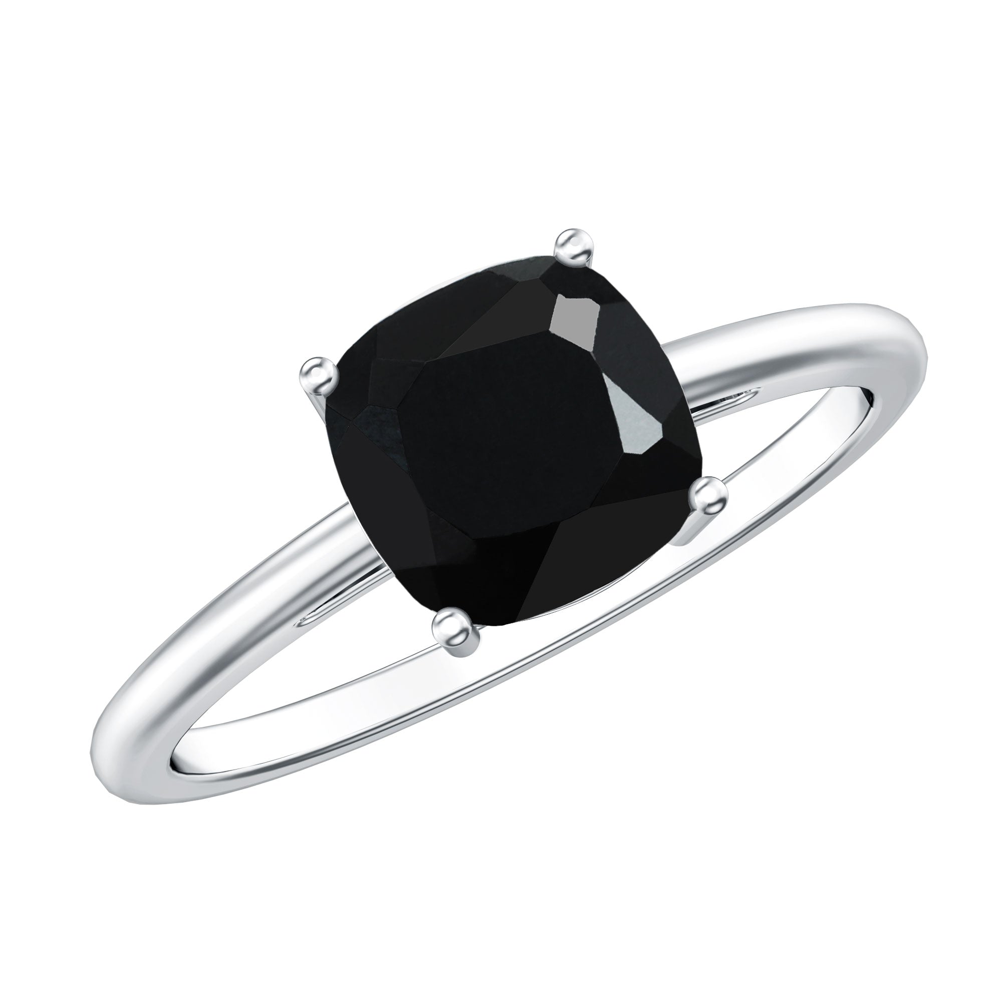 Certified 2.8 Carat Lab Grown Black Diamond Cushion Cut Engagement Ring AAAA ( Synthetic ) - Rosec Jewels