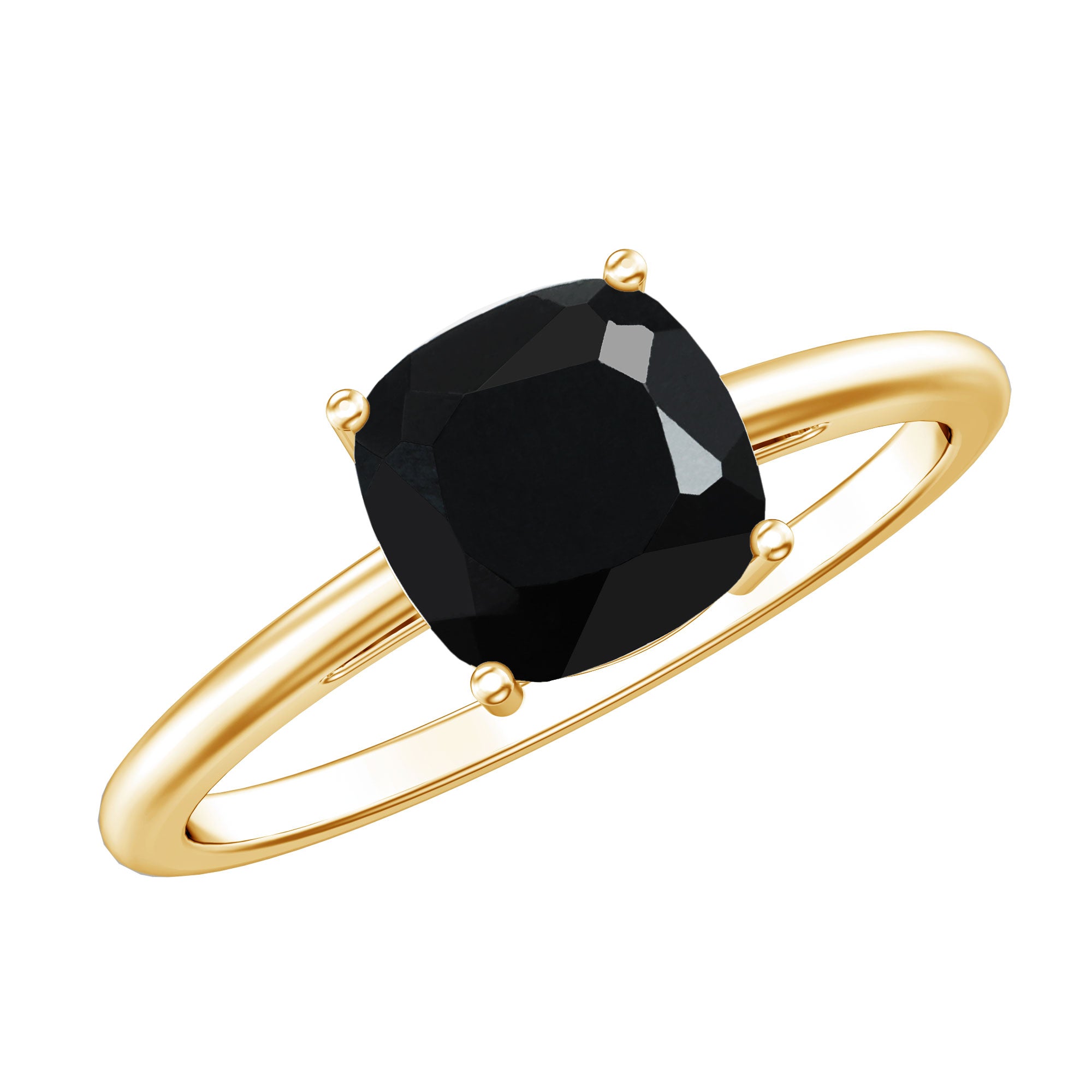 Certified 2.8 Carat Lab Grown Black Diamond Cushion Cut Engagement Ring AAAA ( Synthetic ) - Rosec Jewels