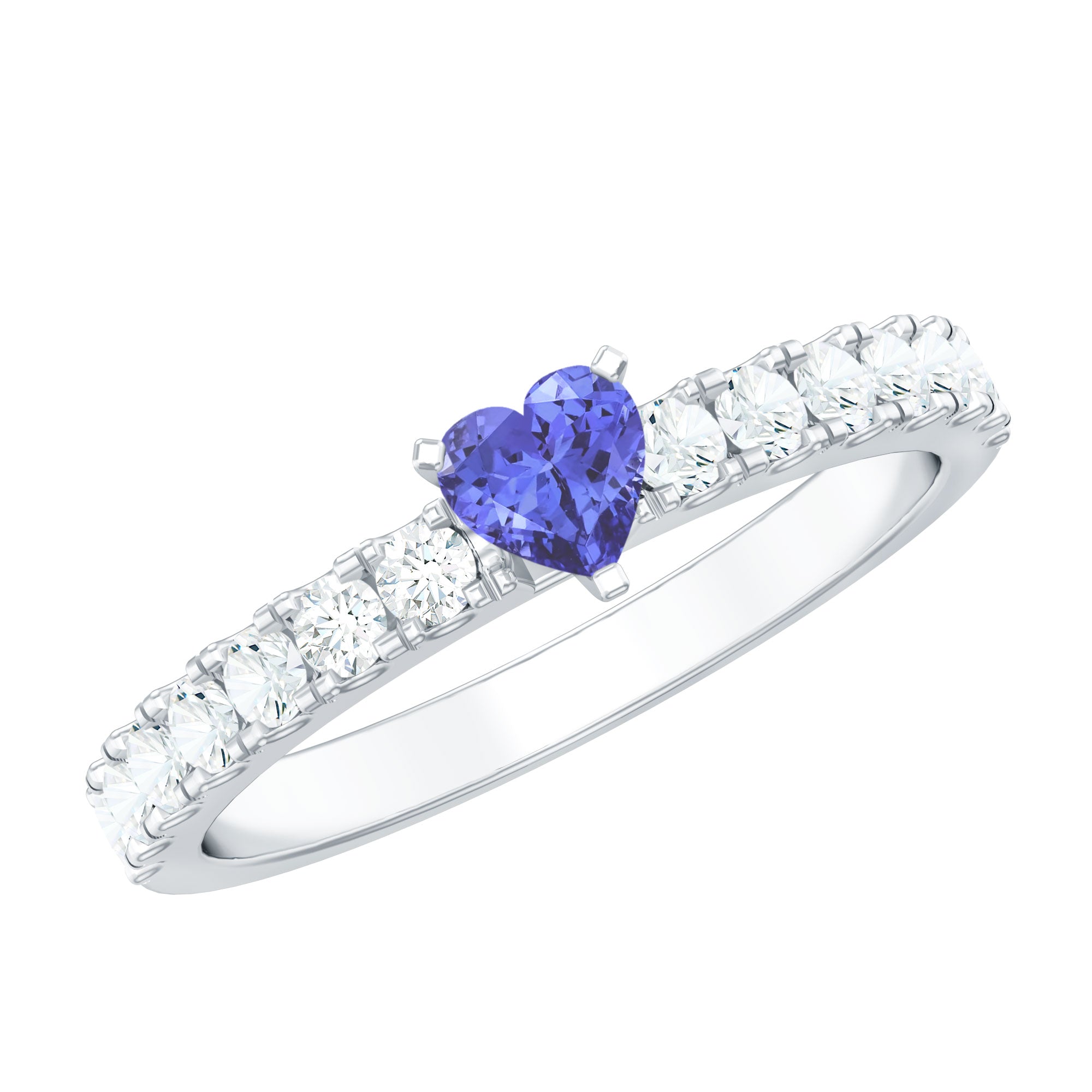 1.50 CT Heart Shaped Tanzanite Solitaire Ring with Diamond