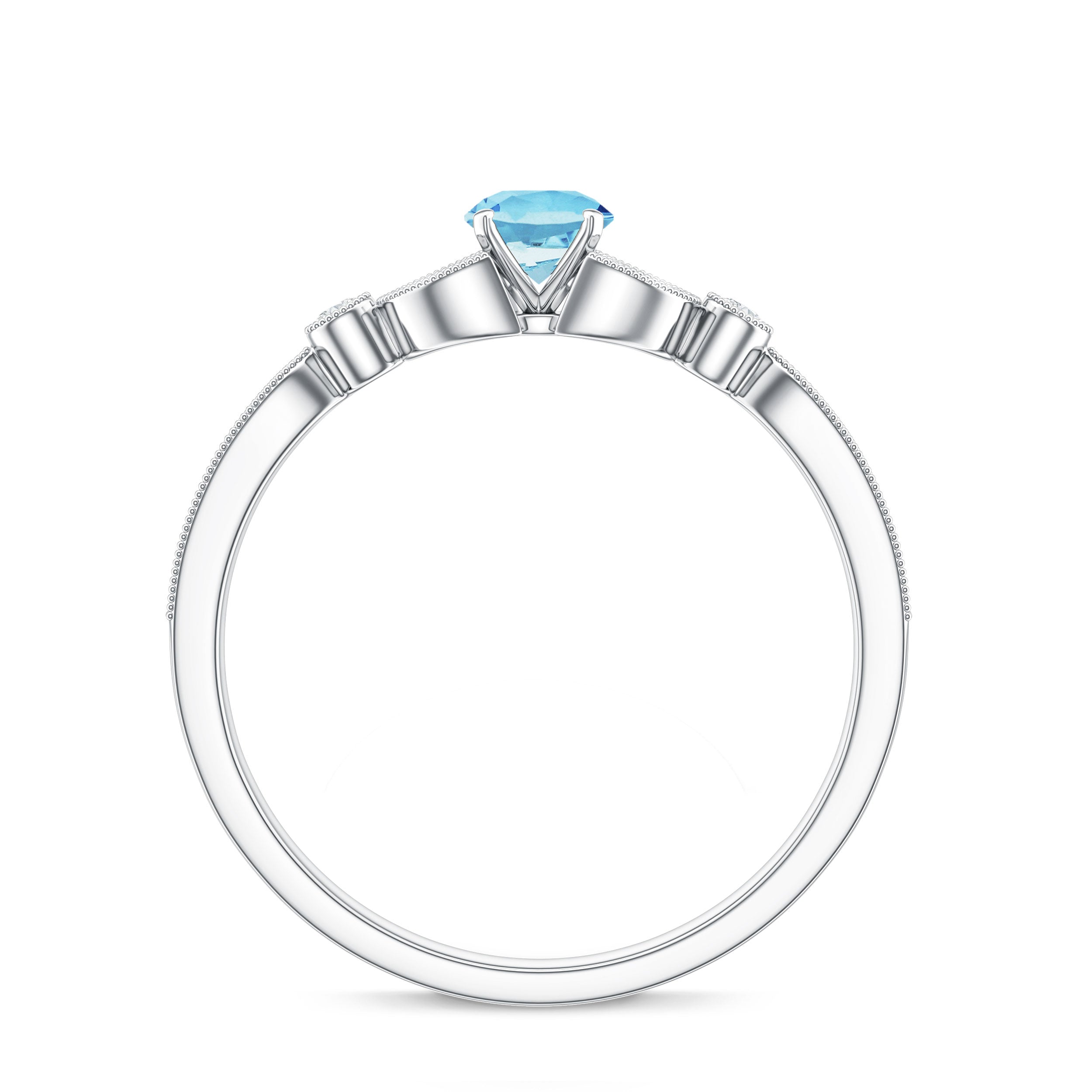 Natural Aquamarine Diamond Engagement Ring With Certificate AAA - Rosec Jewels