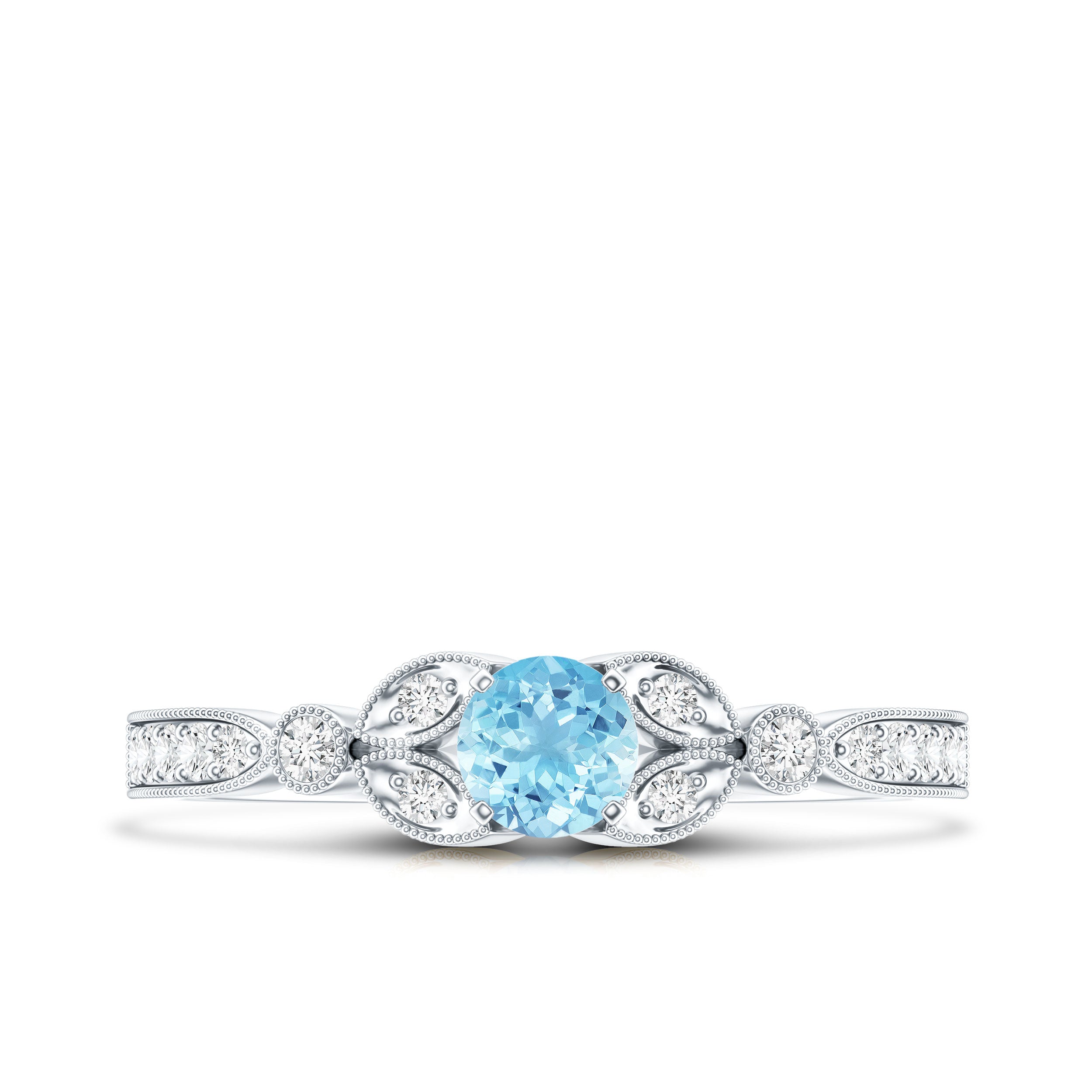 Natural Aquamarine Diamond Engagement Ring With Certificate AAA - Rosec Jewels
