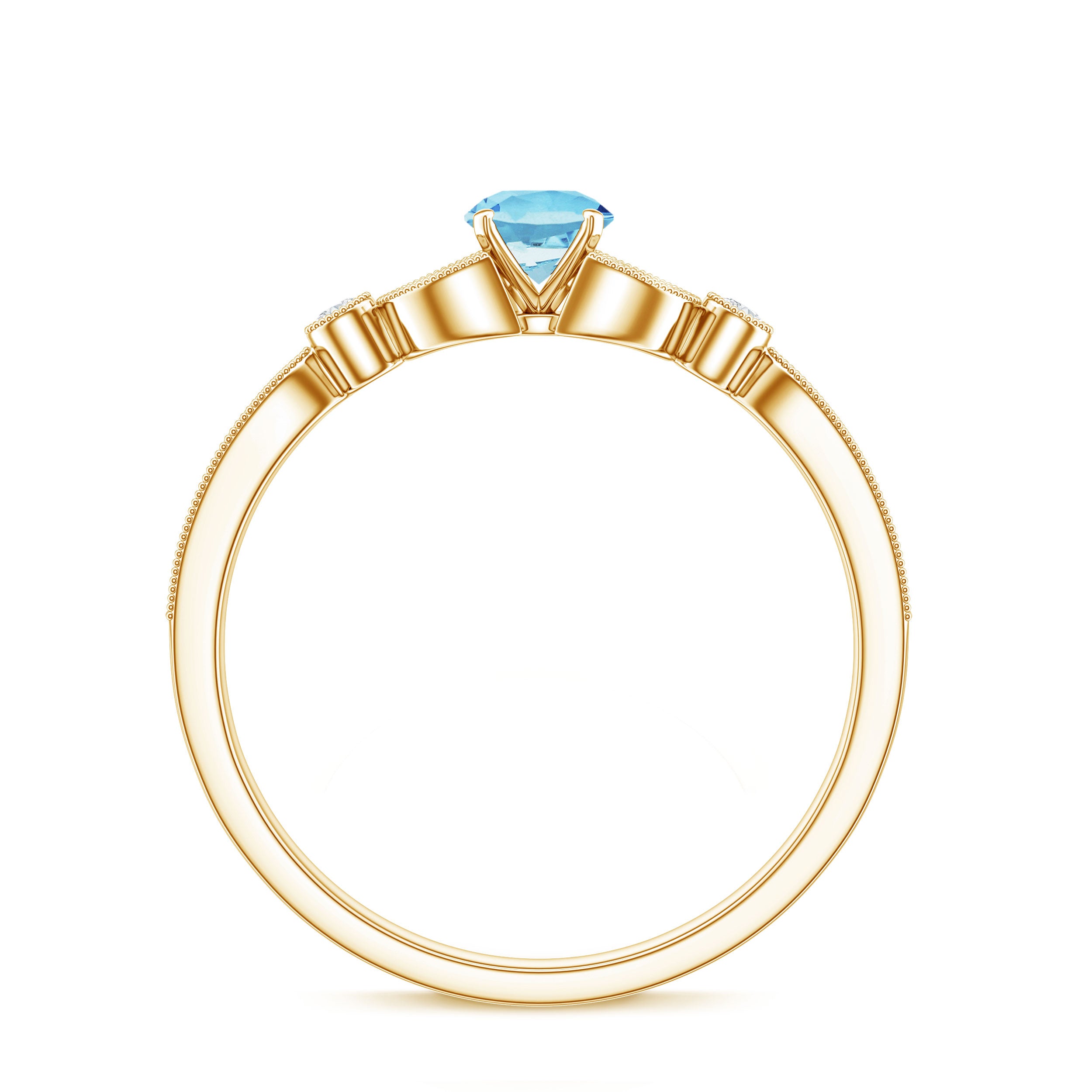 Natural Aquamarine Diamond Engagement Ring With Certificate AAA - Rosec Jewels