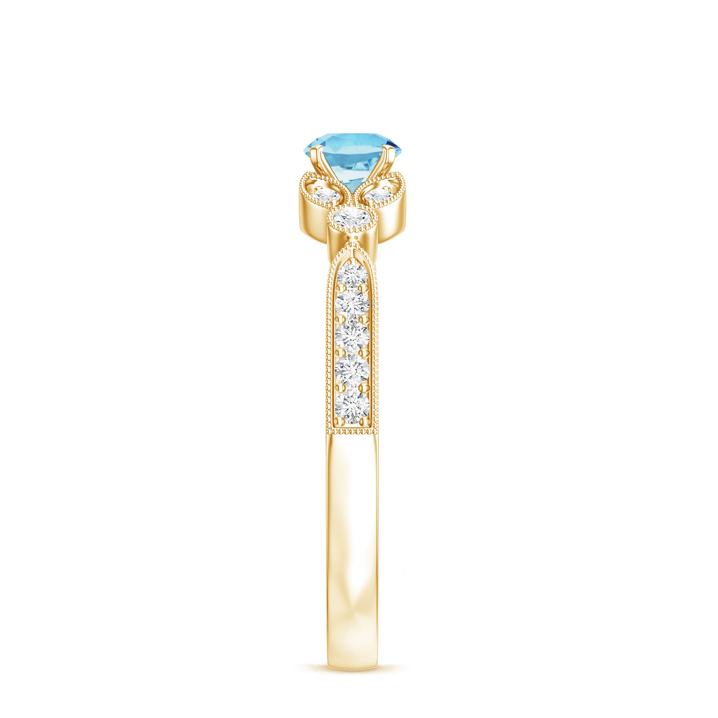 Natural Aquamarine Diamond Engagement Ring With Certificate AAA - Rosec Jewels