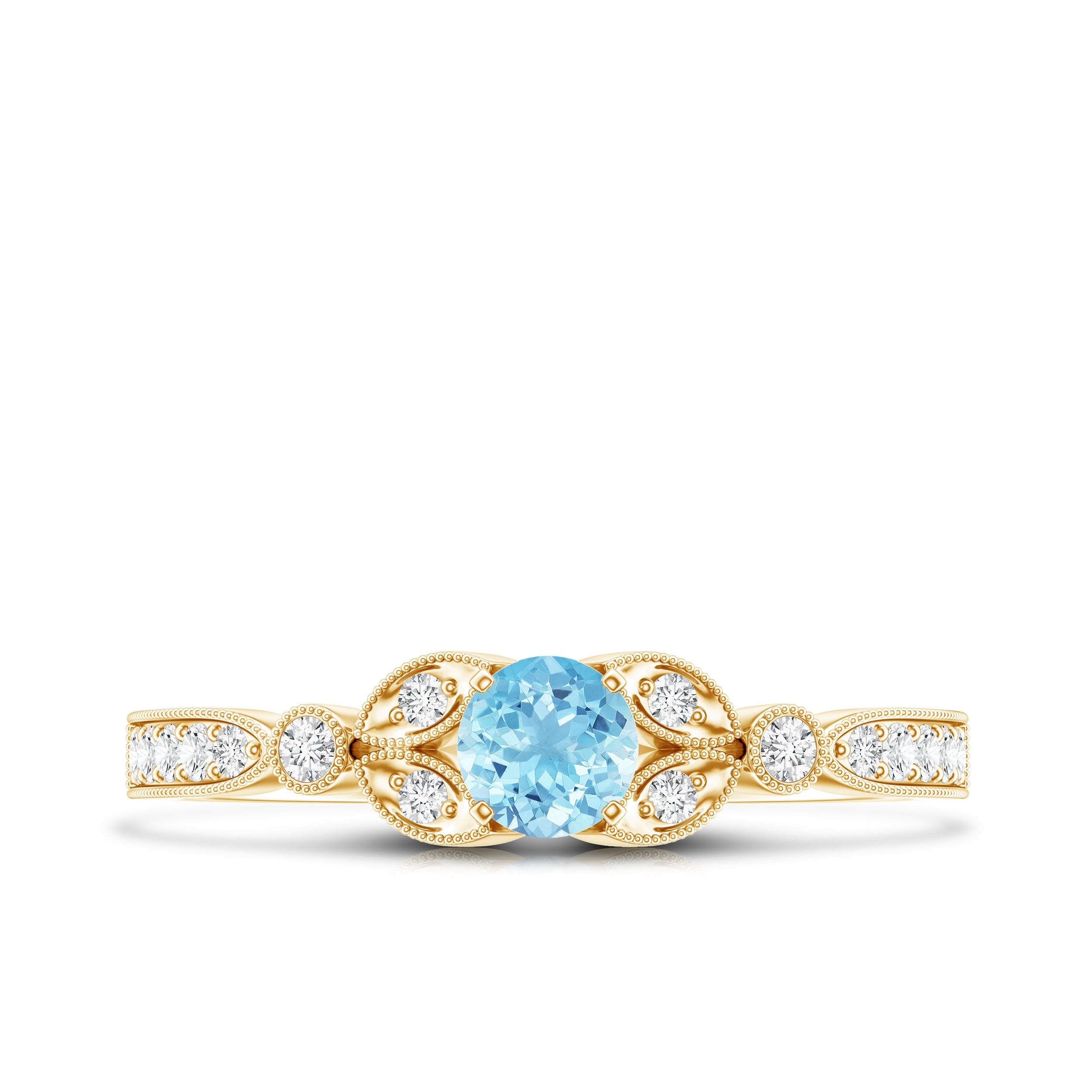 Natural Aquamarine Diamond Engagement Ring With Certificate AAA - Rosec Jewels