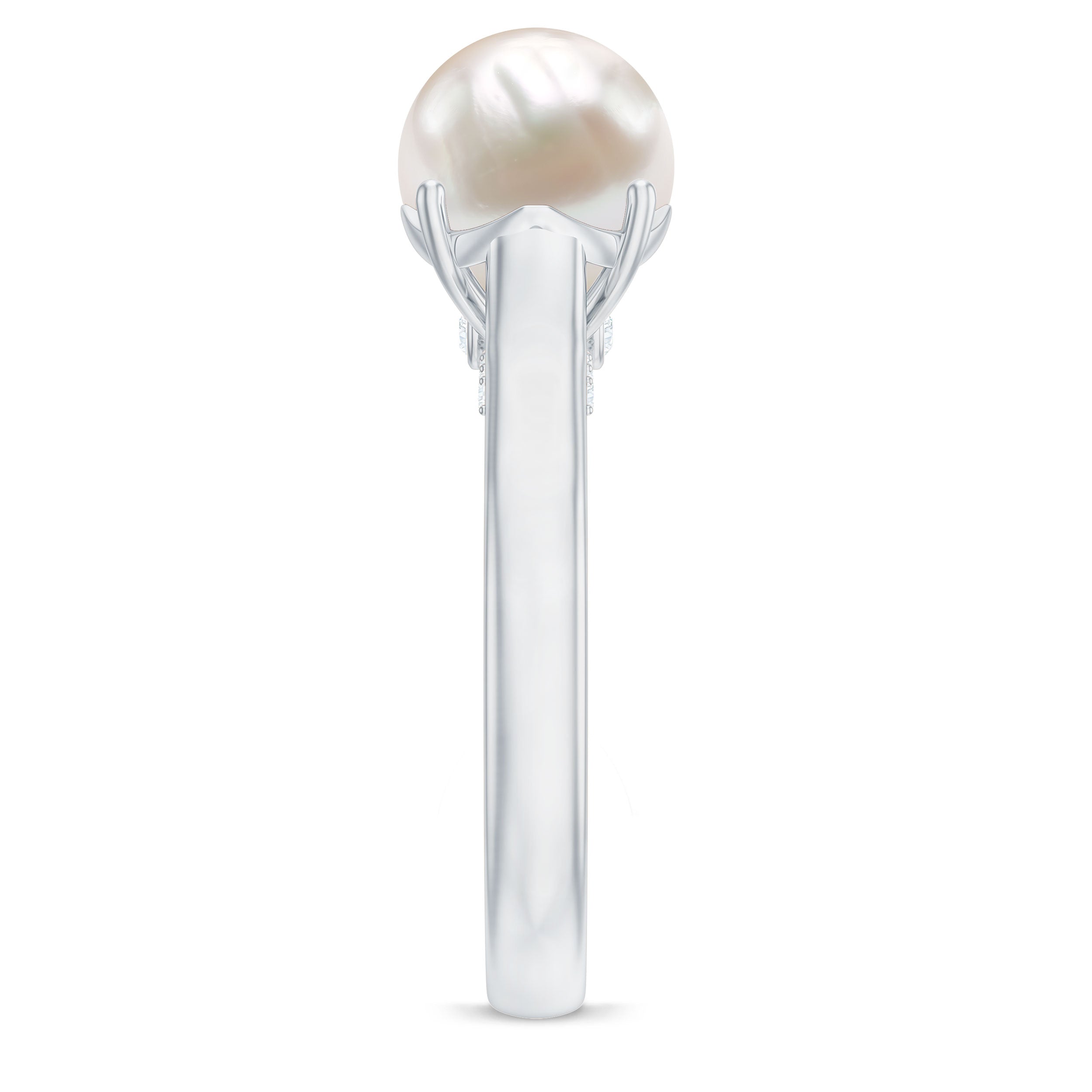 Rosec Jewels-Freshwater Pearl Solitaire with Diamond Ring