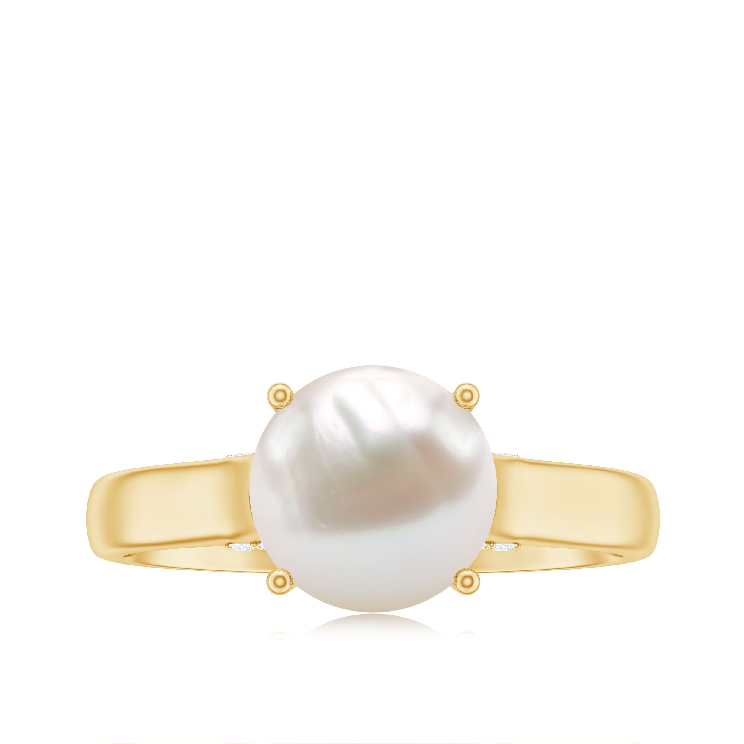 Rosec Jewels-Freshwater Pearl Solitaire with Diamond Ring