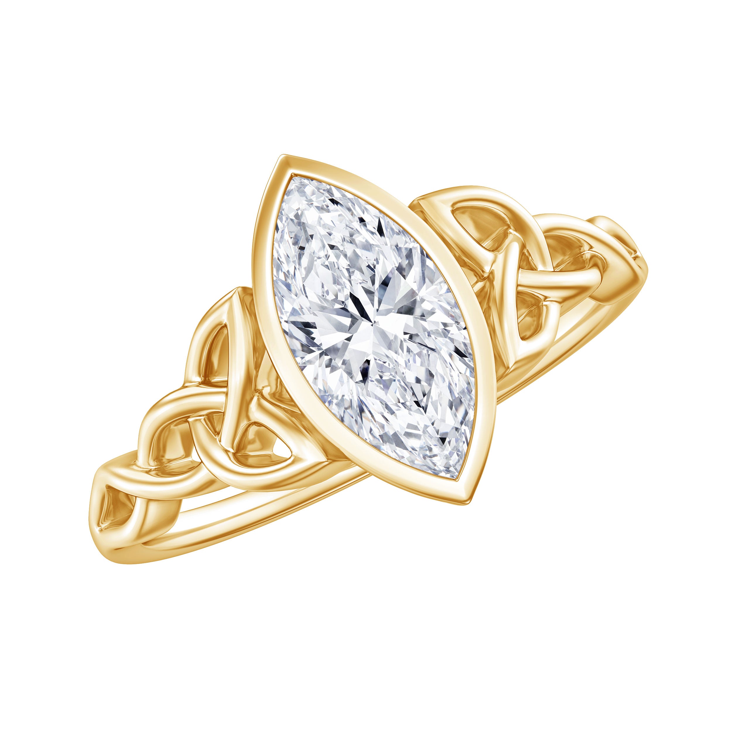 Moissanite 1 Carat Marquise Cut Engagement Ring in Bezel Setting D-VS1 - Rosec Jewels