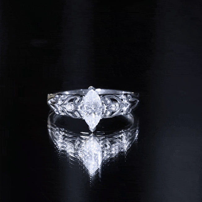 Marquise Moissanite Engagement Ring With Certificate D-VS1 - Rosec Jewels