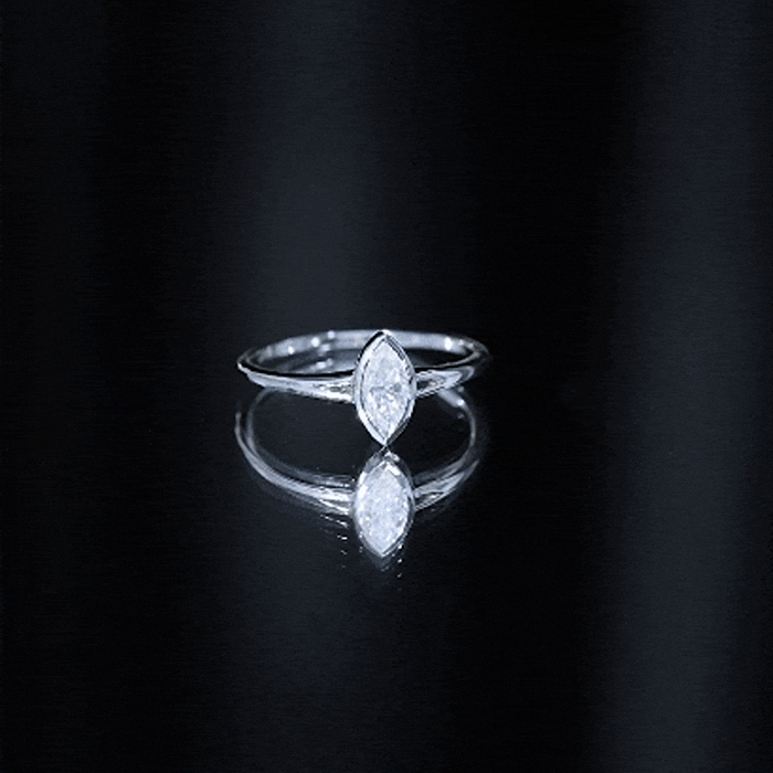 Bezel Set Moissanite Marquise Engagement Ring in Split Shank D-VS1 - Rosec Jewels