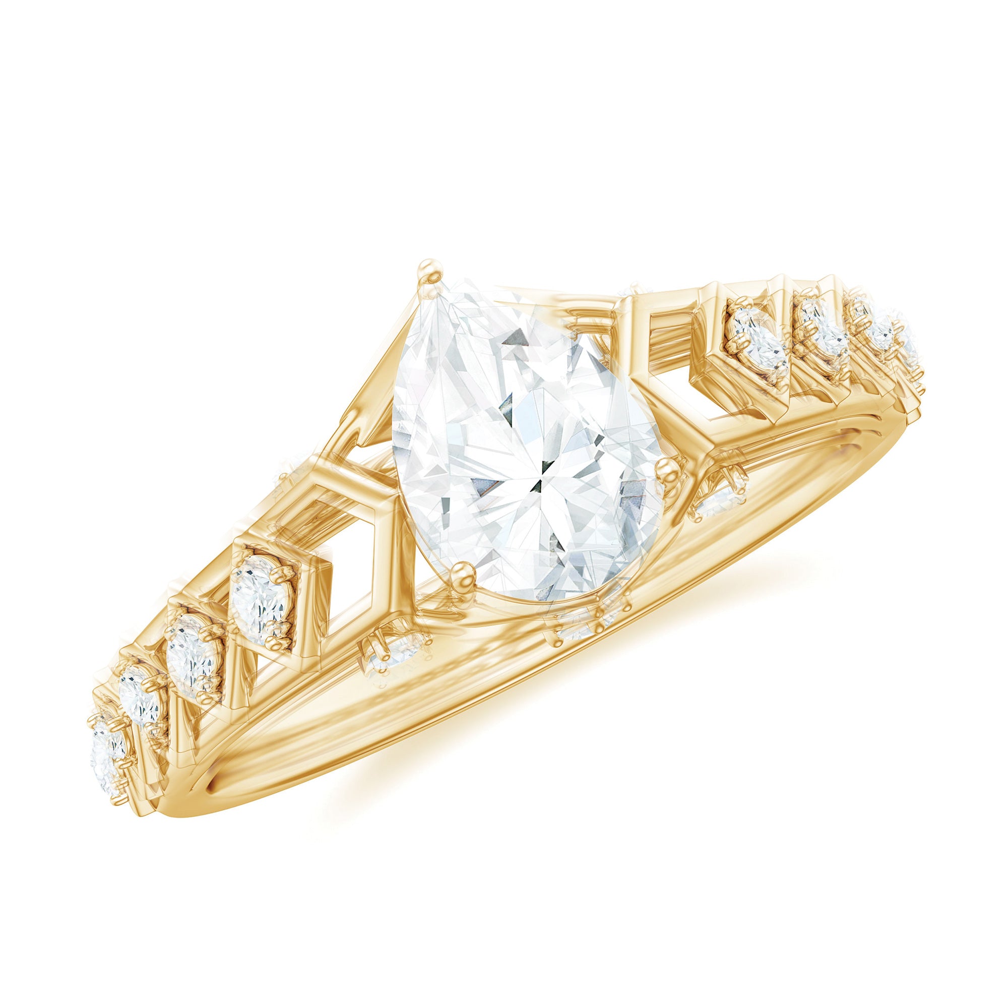 Art Deco Inspired Brilliant Cut Moissanite Solitaire Engagement Ring D-VS1 - Rosec Jewels