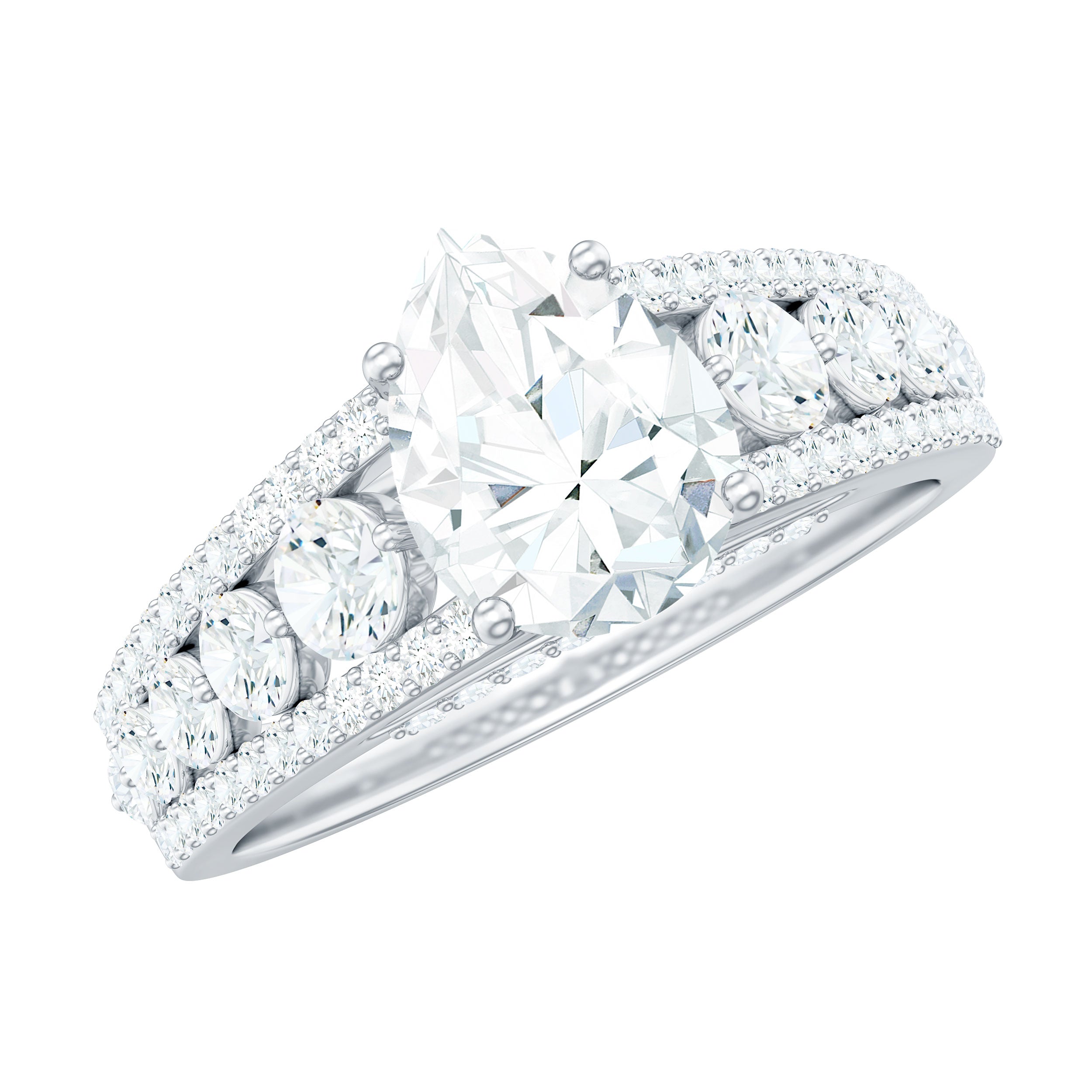 6X8 MM Pear Shape Moissanite Vintage Inspired Engagement Ring D-VS1 - Rosec Jewels
