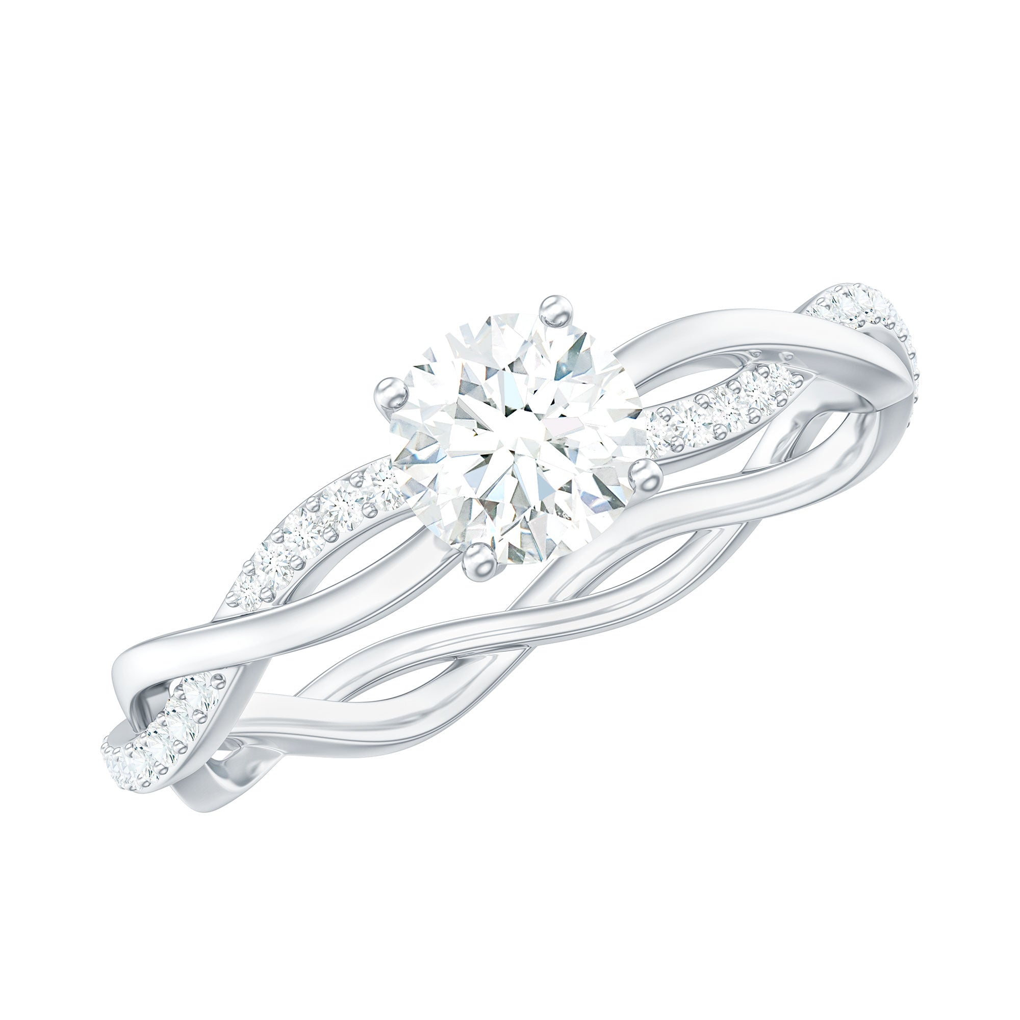 Round Cut Moissanite Solitaire Braided Promise Ring