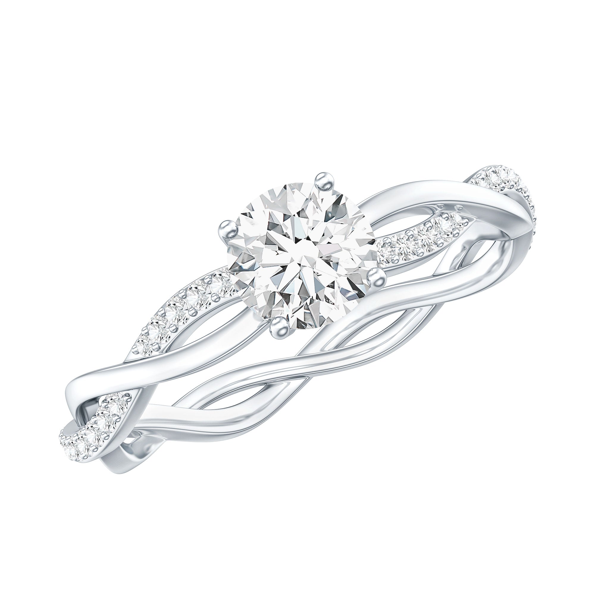 Round Cut Moissanite Braided Engagement Ring D-VS1 - Rosec Jewels