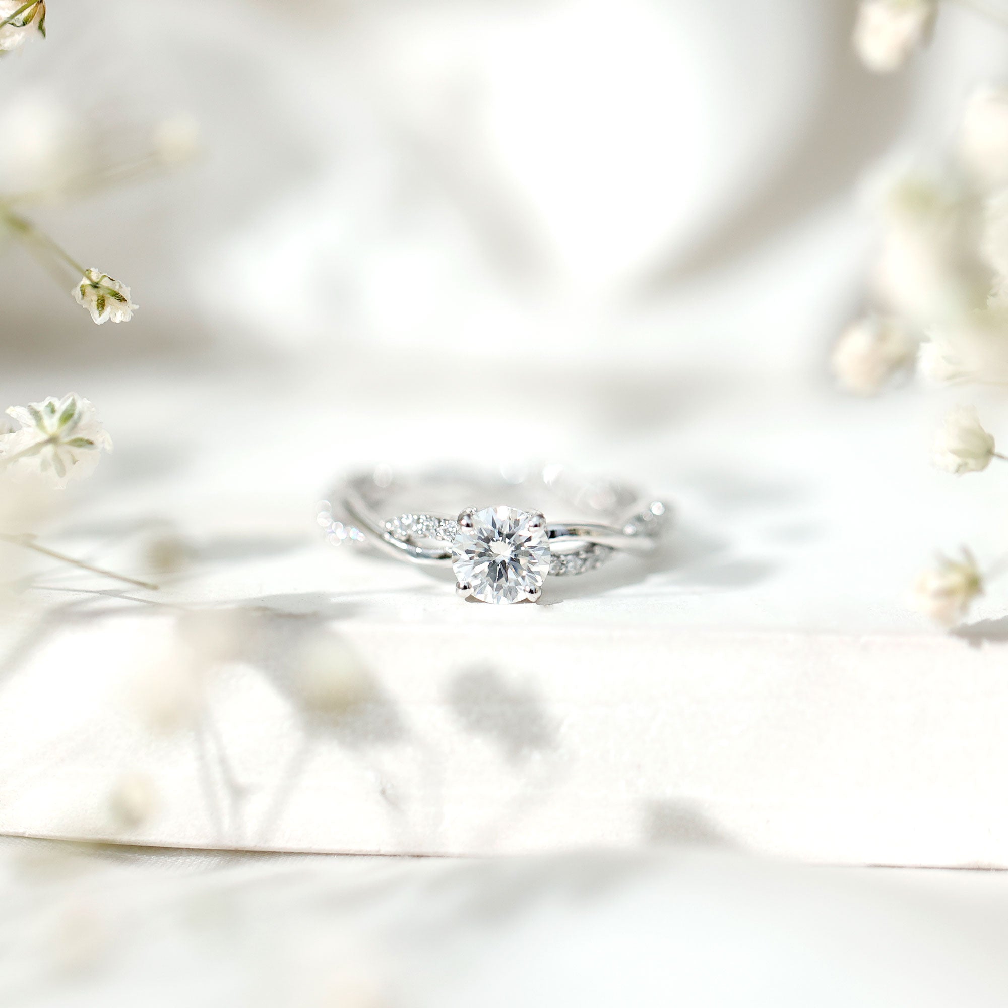 Round Cut Moissanite Braided Engagement Ring D-VS1 - Rosec Jewels