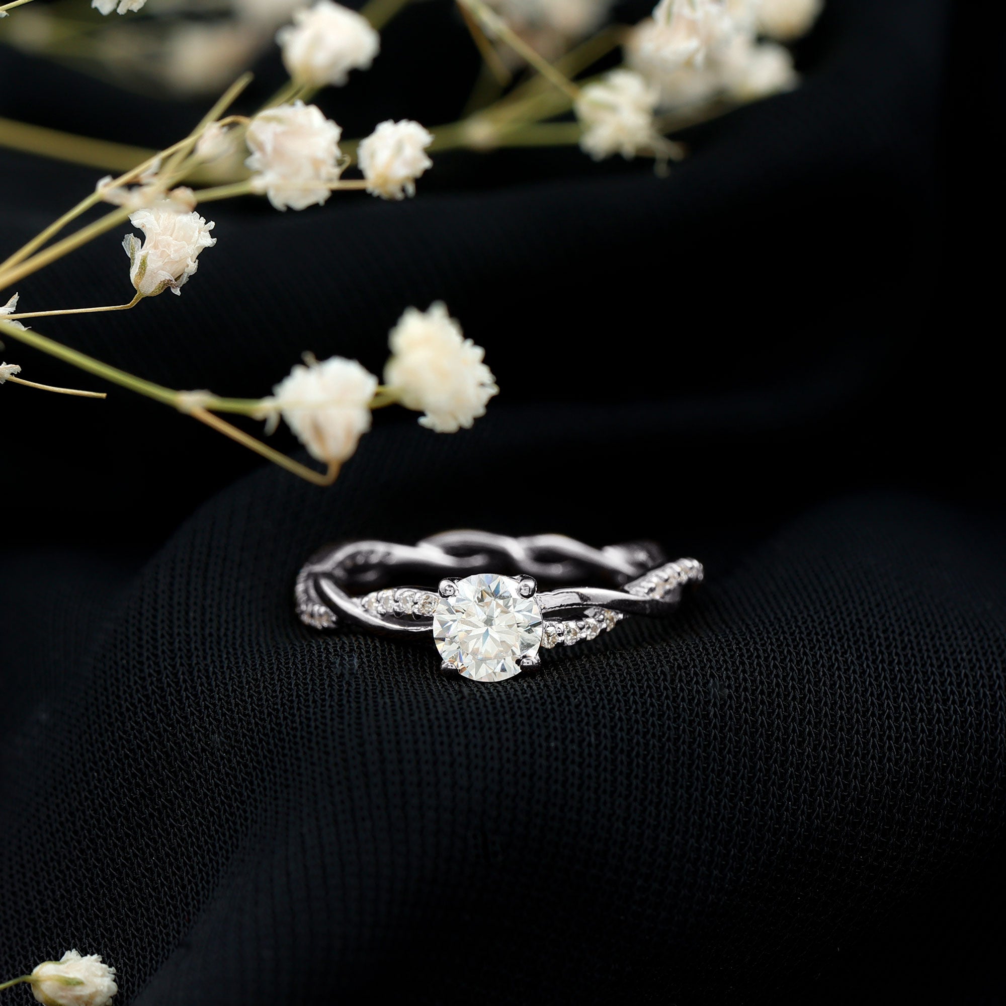 Round Cut Moissanite Braided Engagement Ring D-VS1 - Rosec Jewels