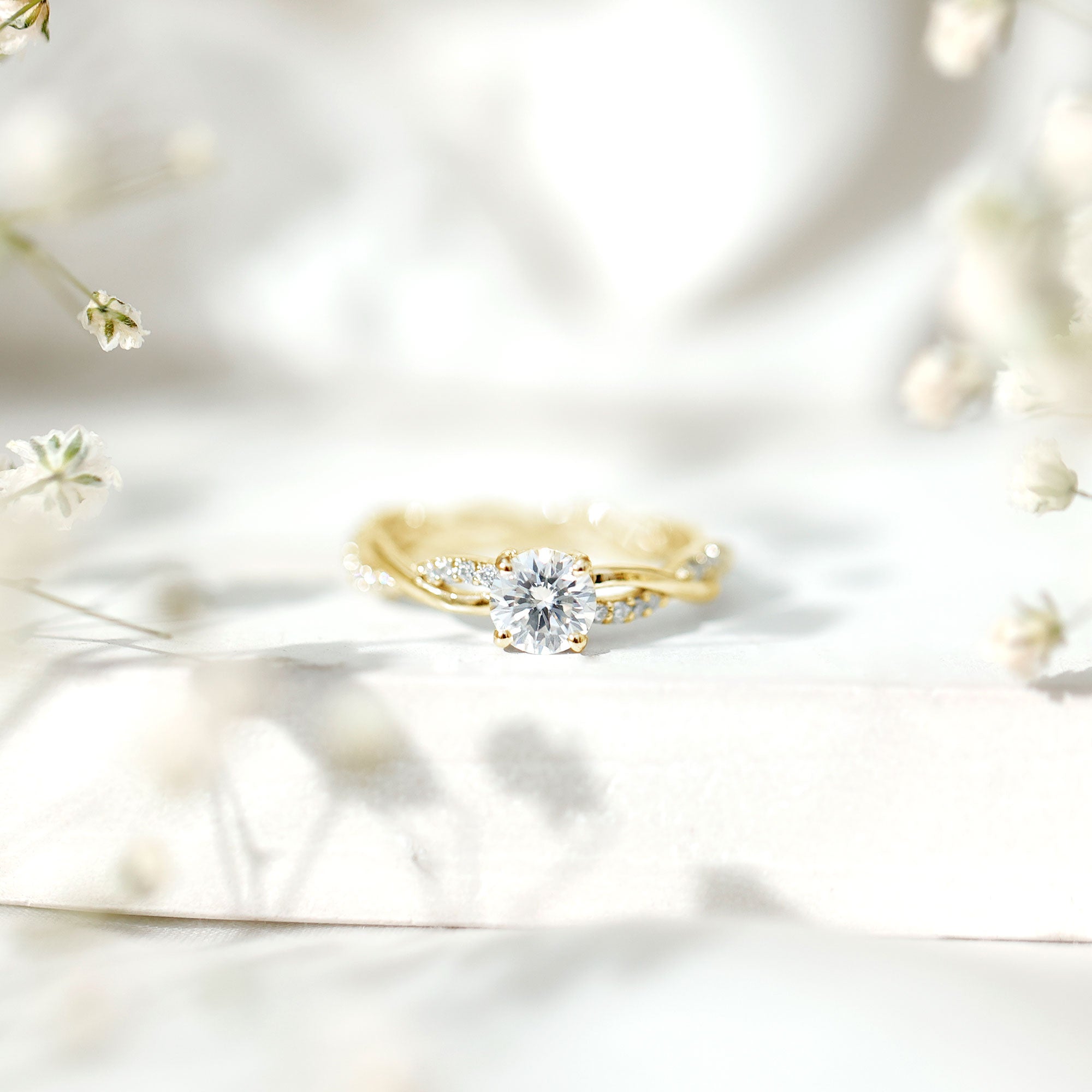 Round Cut Moissanite Braided Engagement Ring D-VS1 - Rosec Jewels