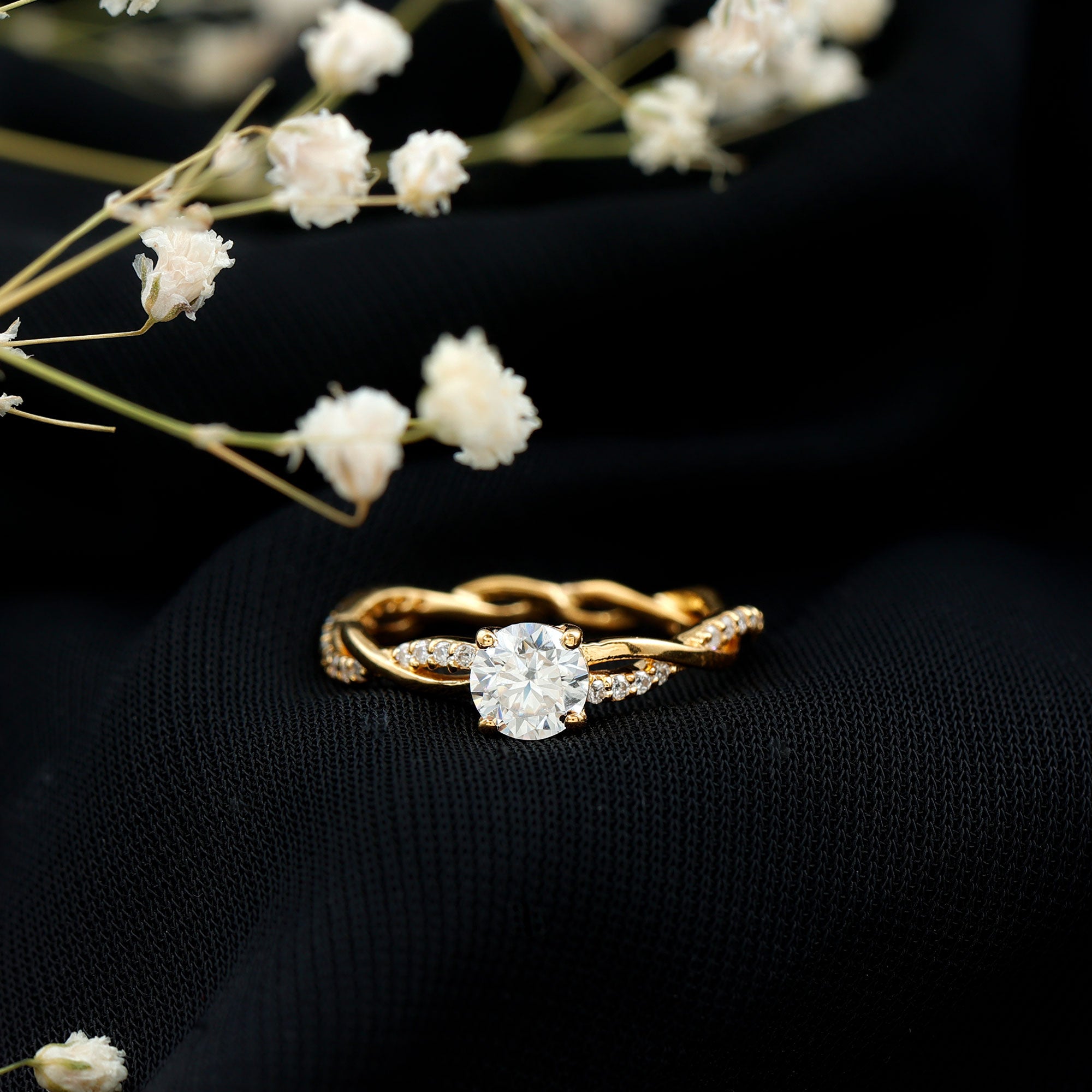 Round Cut Moissanite Braided Engagement Ring D-VS1 - Rosec Jewels