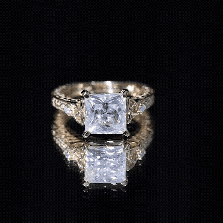 Antique Style 3 Carat Princess Cut Moissanite Celtic Knot Engagement Ring D-VS1 - Rosec Jewels