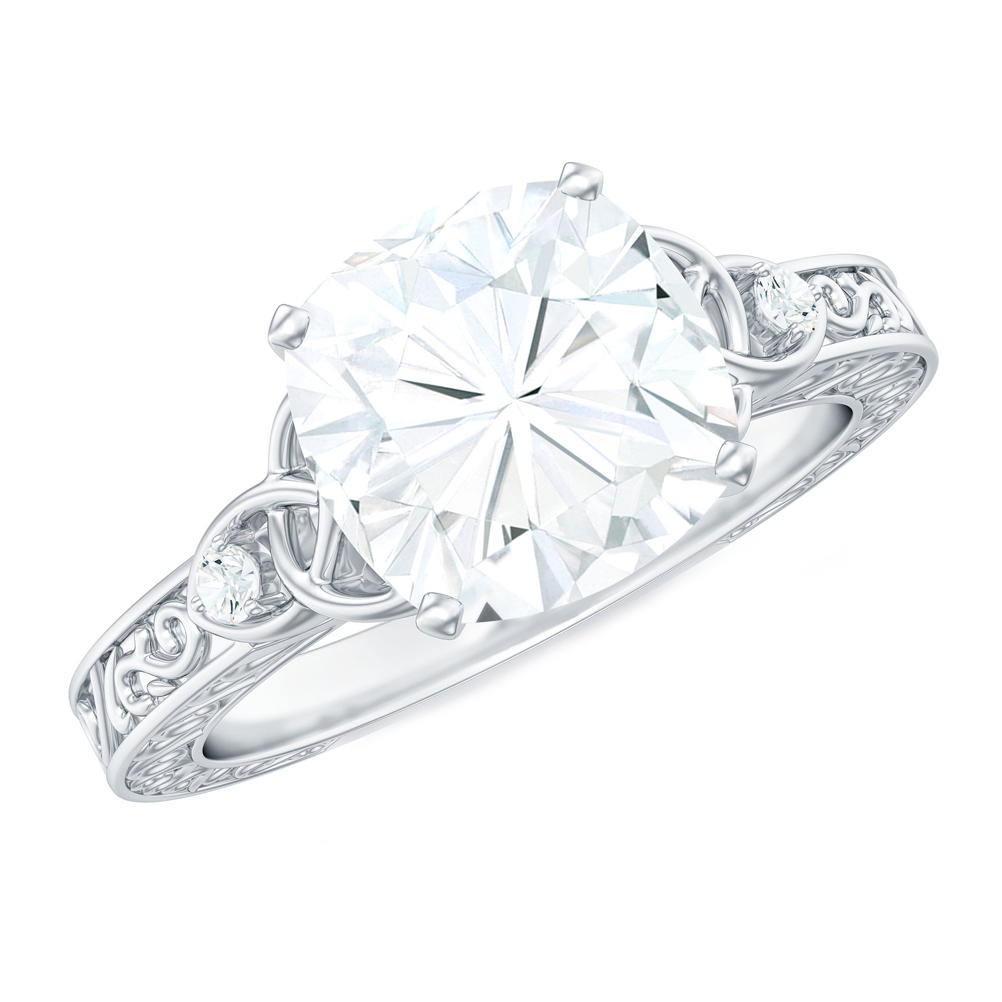 Cushion Cut Moissanite Antique Style Engagement Ring