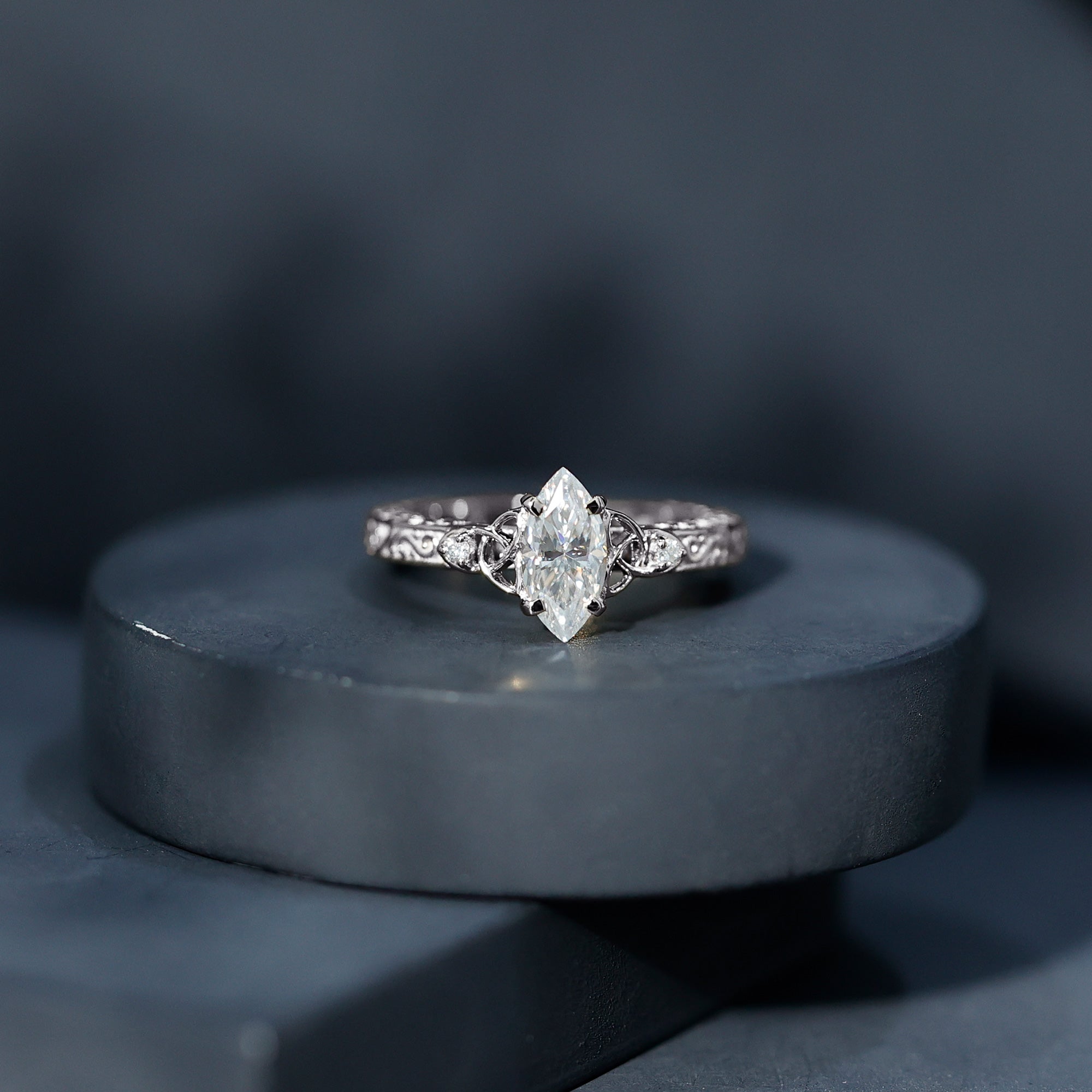 Antique Style Moissanite Celtic Knot Engagement Ring D-VS1 - Rosec Jewels