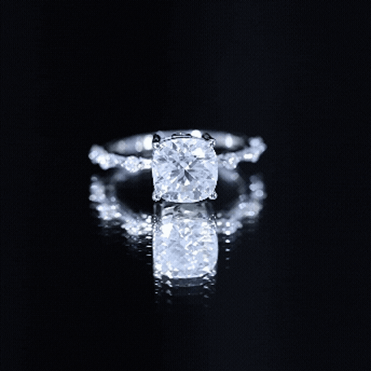 Certified Cushion Cut Moissanite Huge Engagement Ring D-VS1 - Rosec Jewels
