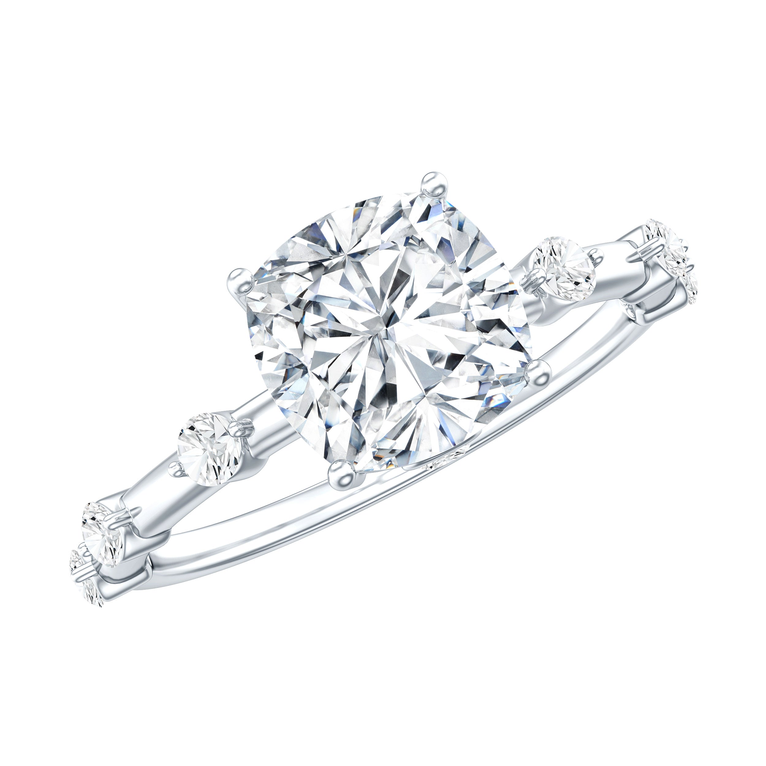 Certified Cushion Cut Moissanite Huge Engagement Ring