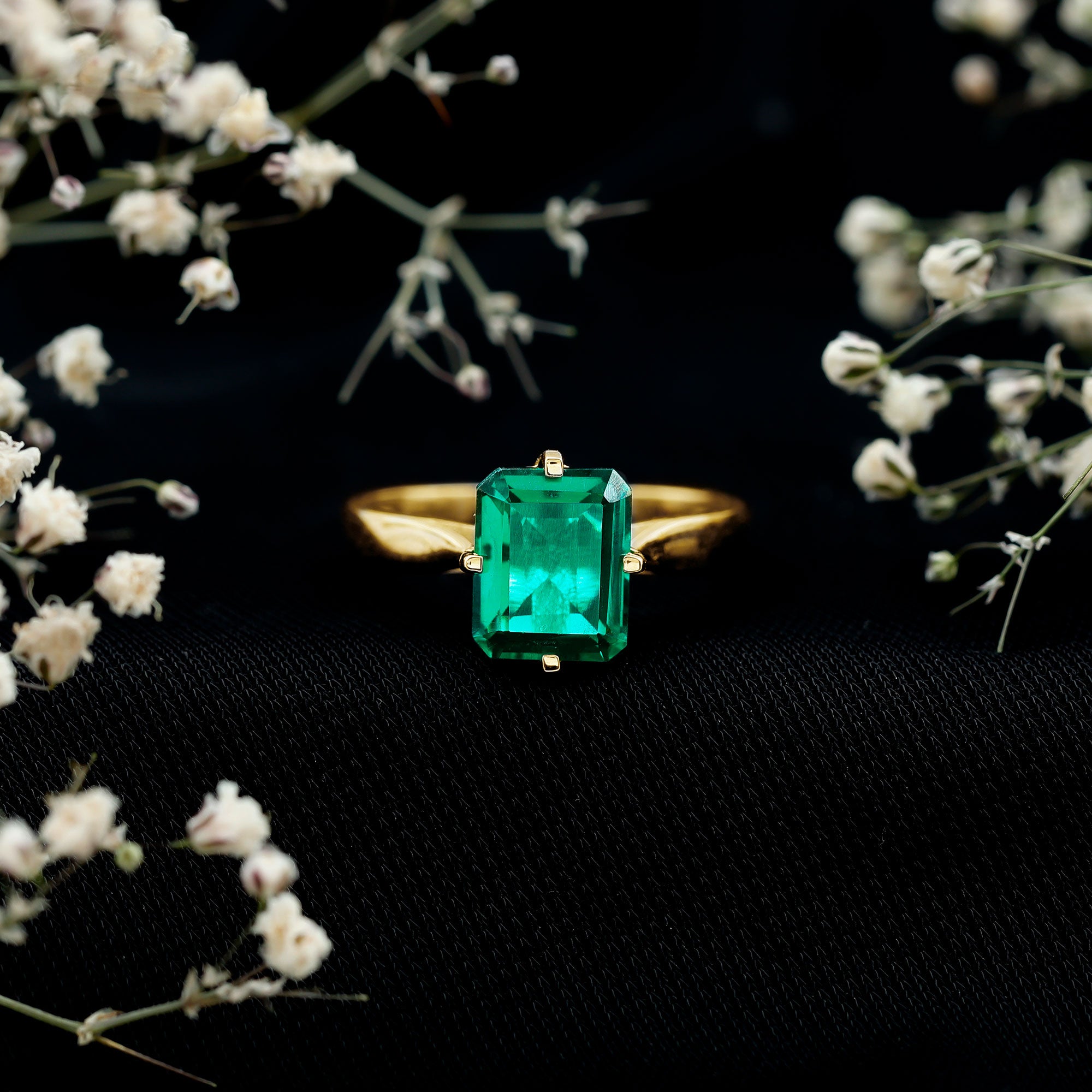 8X10 MM Octagon Lab Grown Emerald Solitaire Engagement Ring AAAA - Rosec Jewels