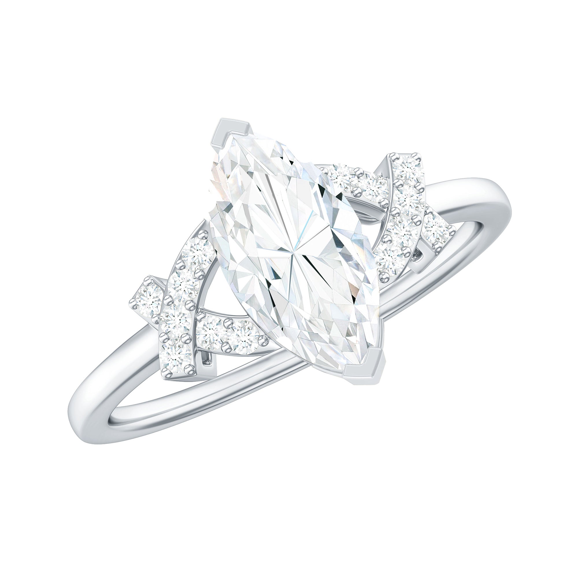 Marquise Cut Moissanite Solitaire Ring in gespleten schacht