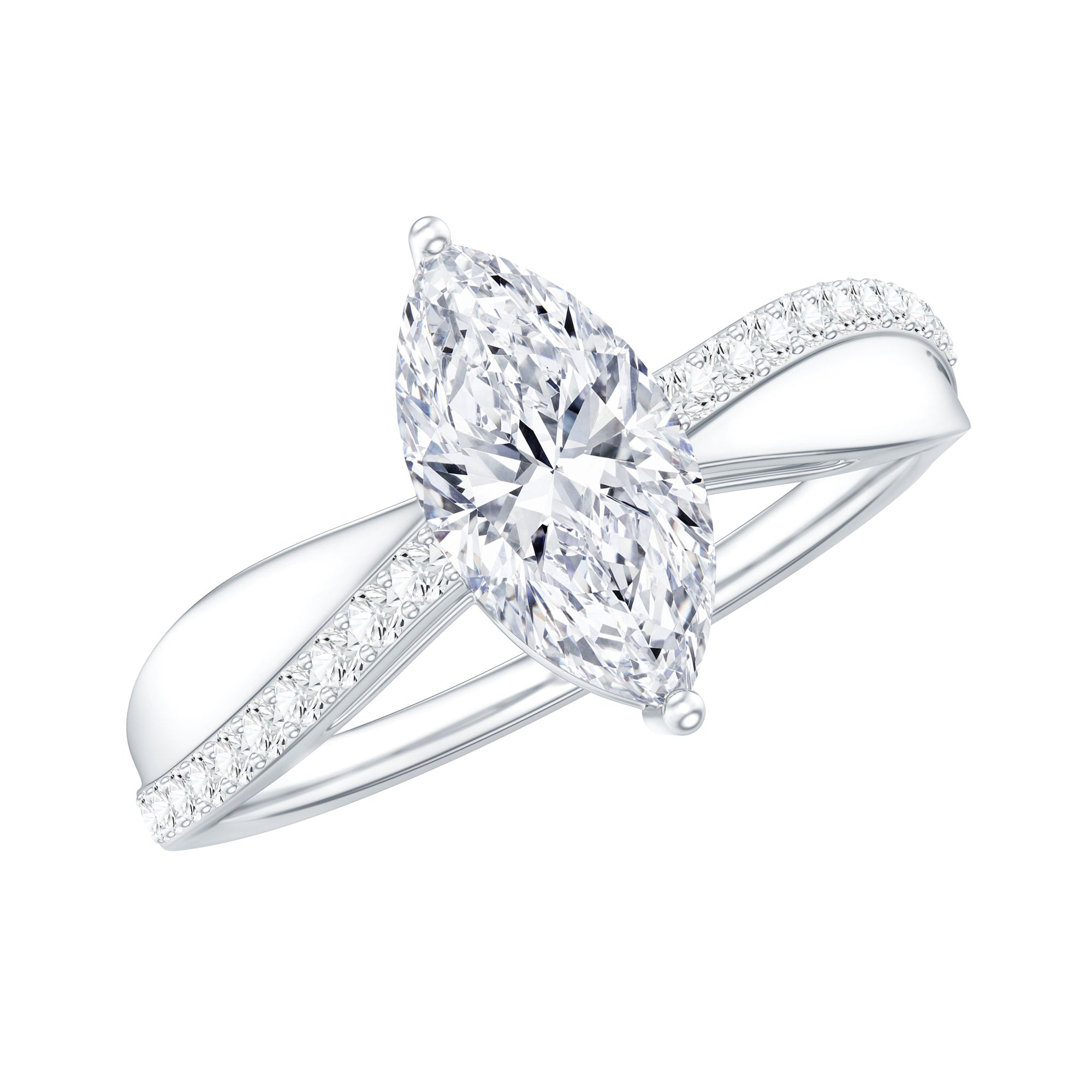 Classic Marquise Cut Moissanite Solitaire Engagement Ring D-VS1 - Rosec Jewels