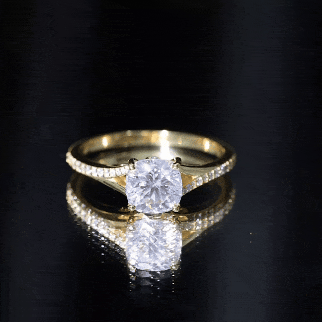 Huge Cushion Cut Moissanite Engagement Ring with Split Shank D-VS1 - Rosec Jewels