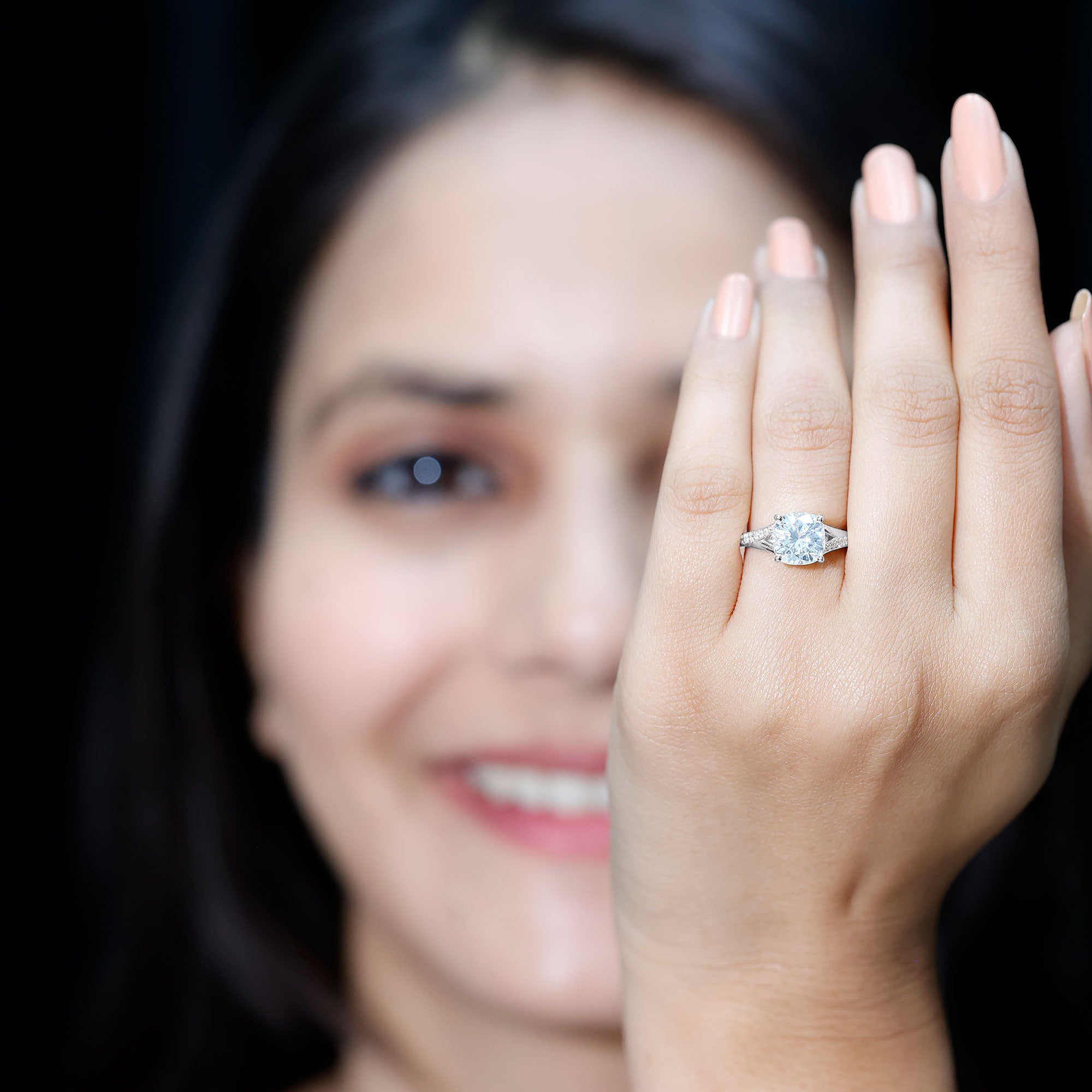 Huge Cushion Cut Moissanite Engagement Ring with Split Shank D-VS1 - Rosec Jewels