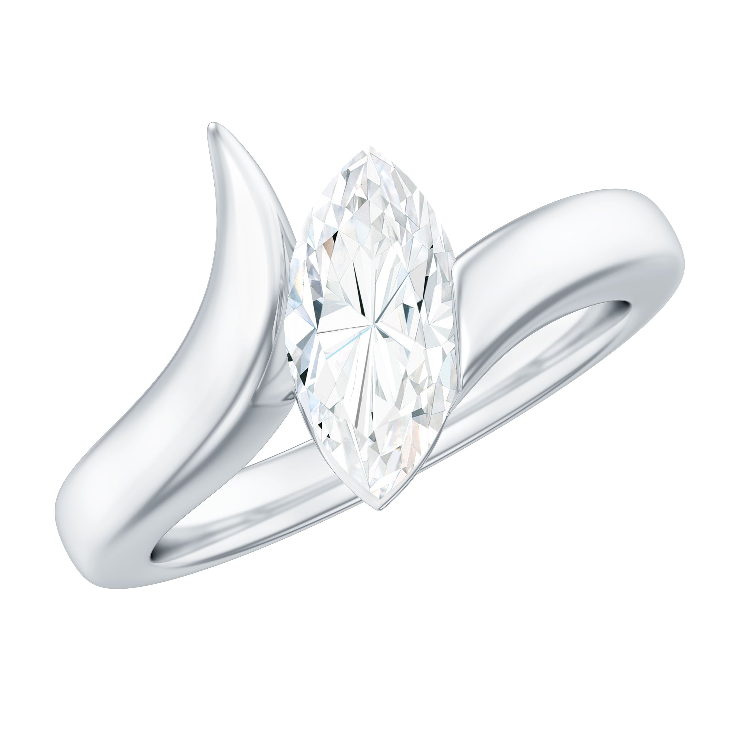 Moissanite Marquise Cut Engagement Ring In Tension Setting D-VS1 - Rosec Jewels