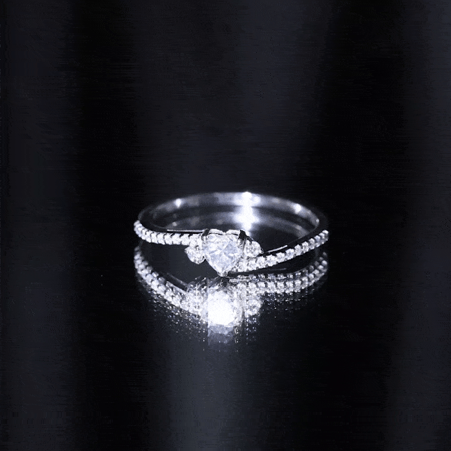 Heart Shape Moissanite Bypass Engagement Ring for Her D-VS1 - Rosec Jewels