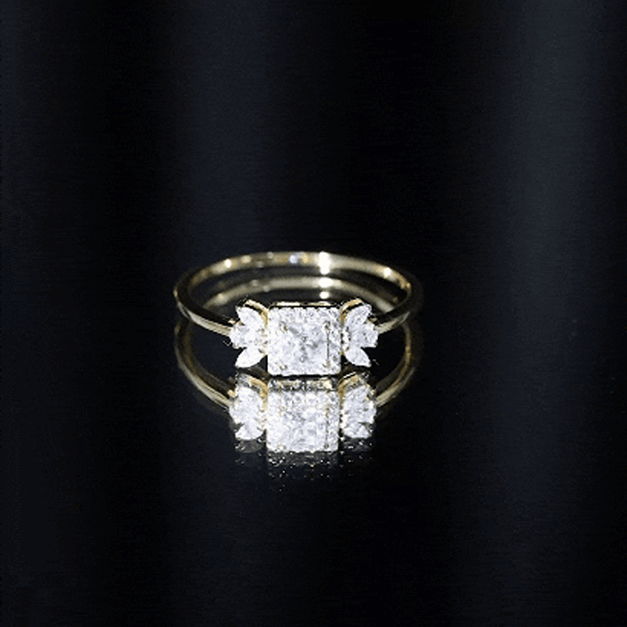 Princess Cut Moissanite Halo Engagement Ring with Certificate D-VS1 - Rosec Jewels