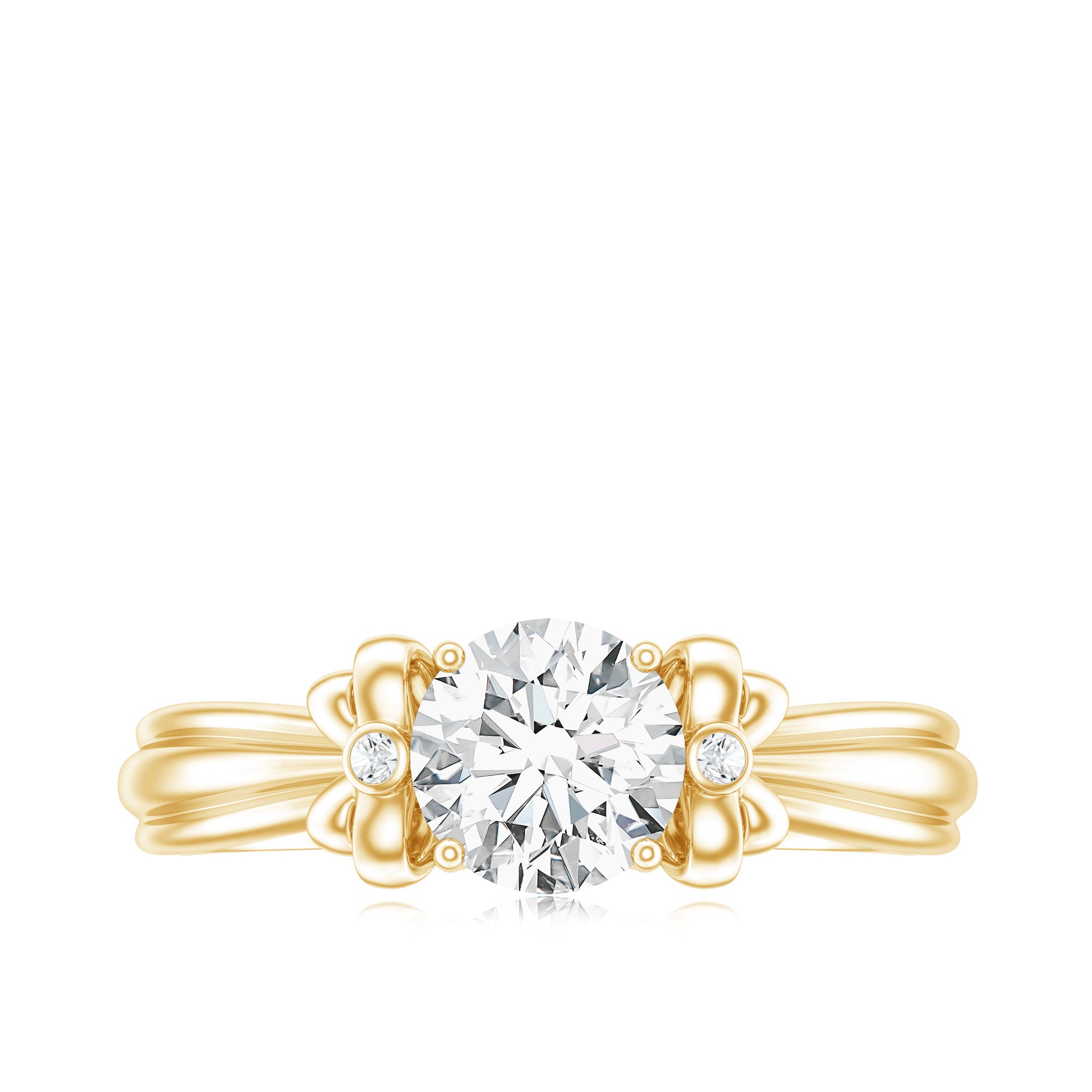 Certified Moissanite Engagement Ring with Bow Ribbon D-VS1 - Rosec Jewels