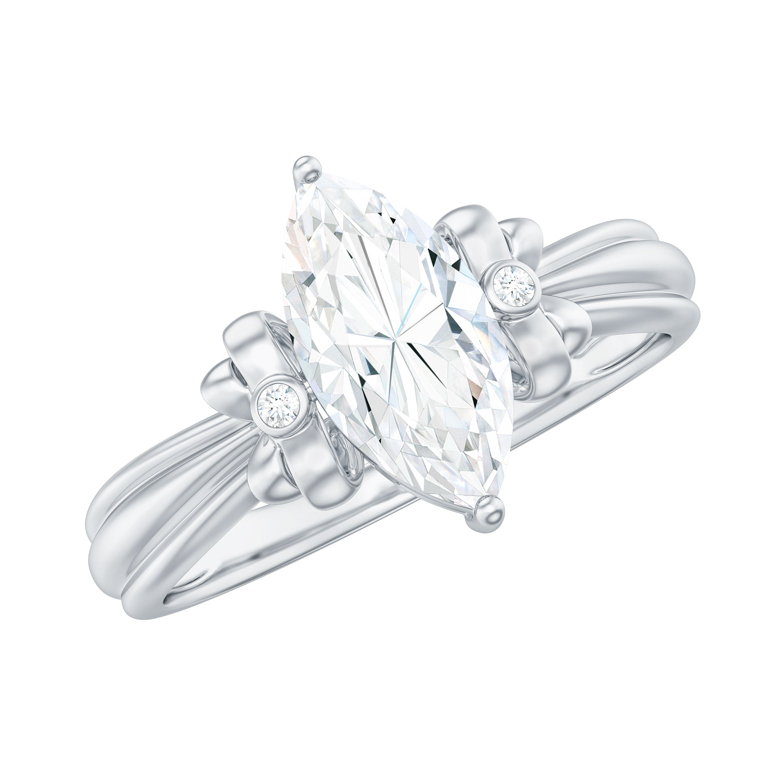 5x10mm Brilliant Cut Certified Moissanite Statement Ring