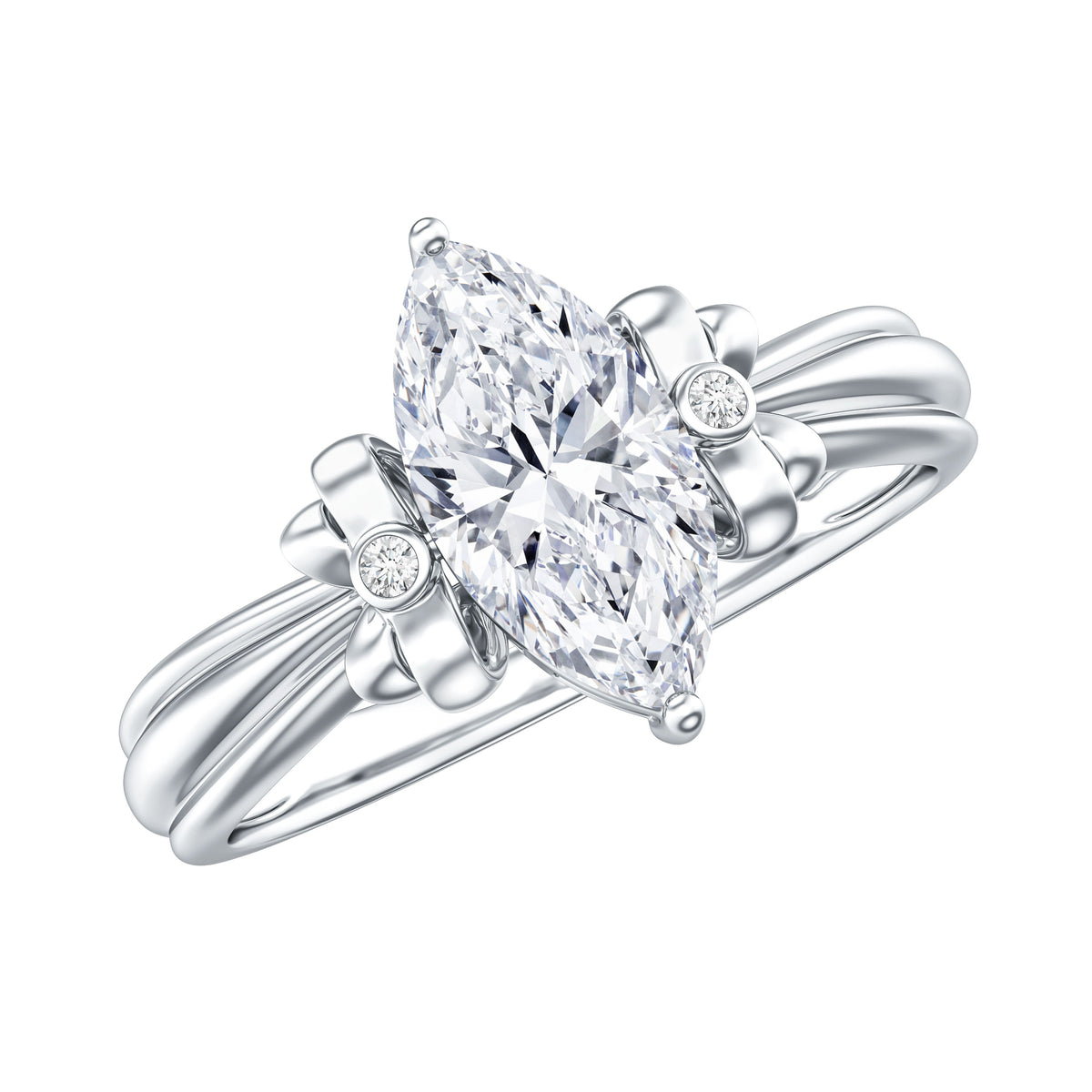 1 Carat Brilliant Cut Certified Moissanite Statement Ring D-VS1 - Rosec Jewels