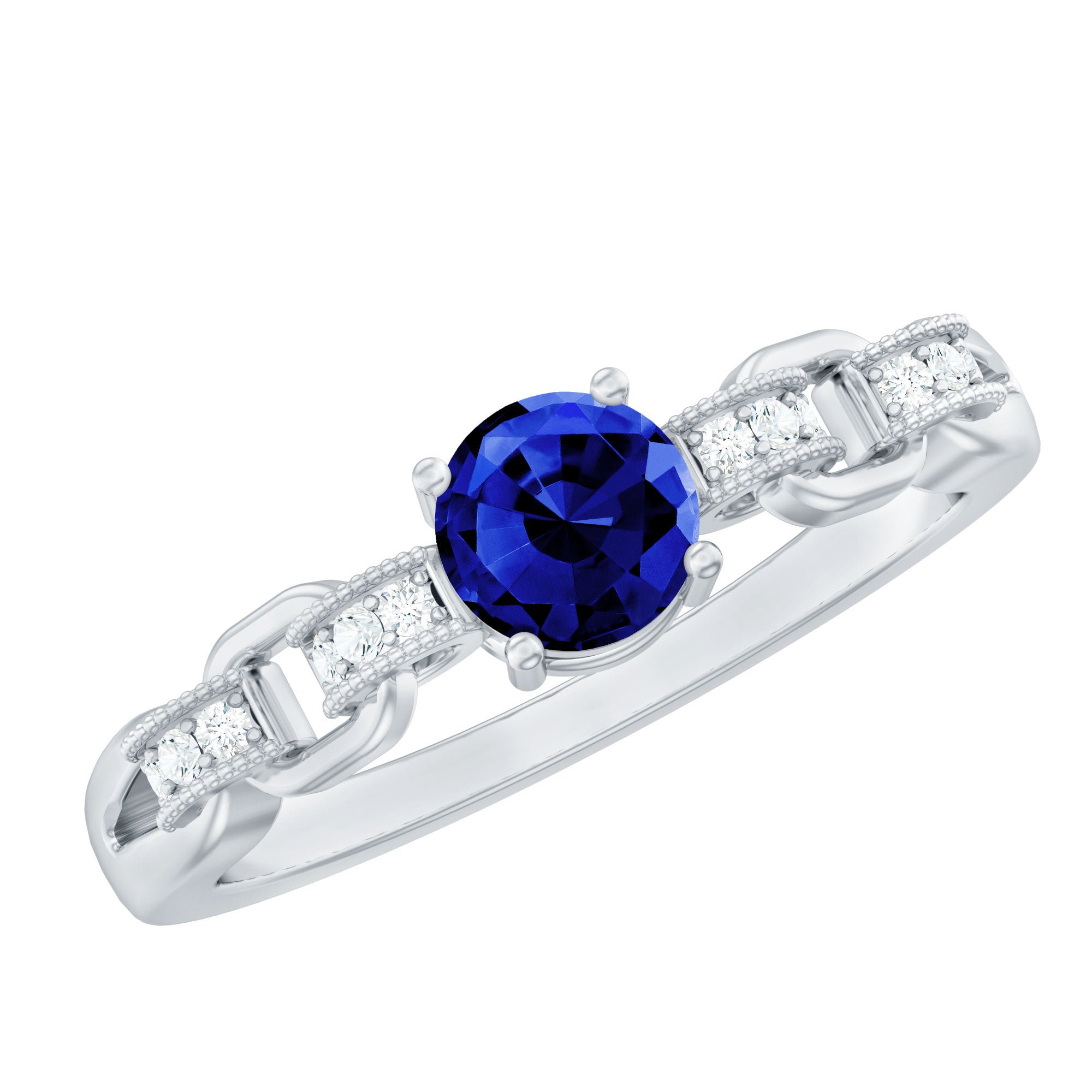 Lab Grown Blue Sapphire Minimalistic Promise Ring with Accent