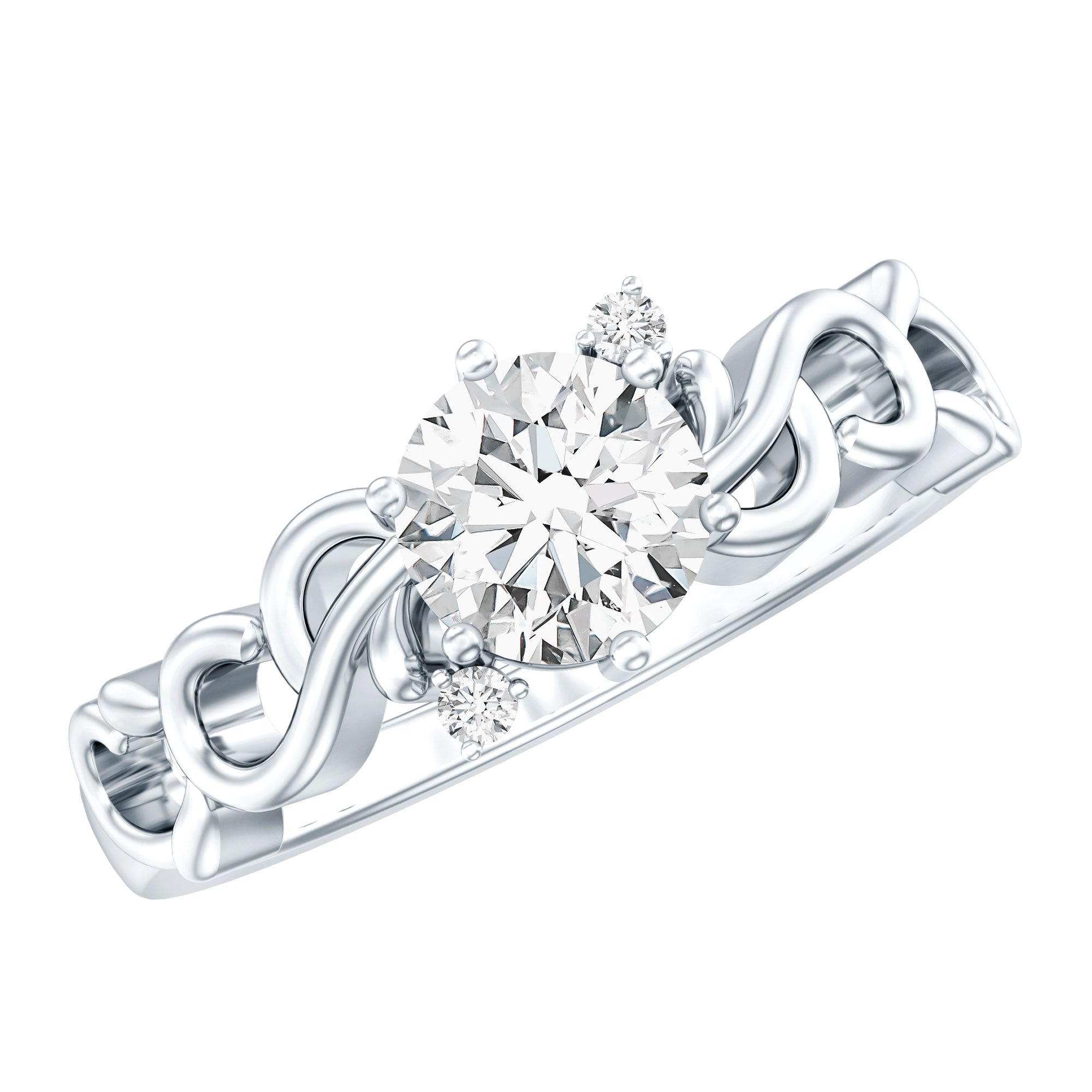 Lab Grown Diamond Art Deco Engagement Ring Lab - ( EF-VS ) - Rosec Jewels