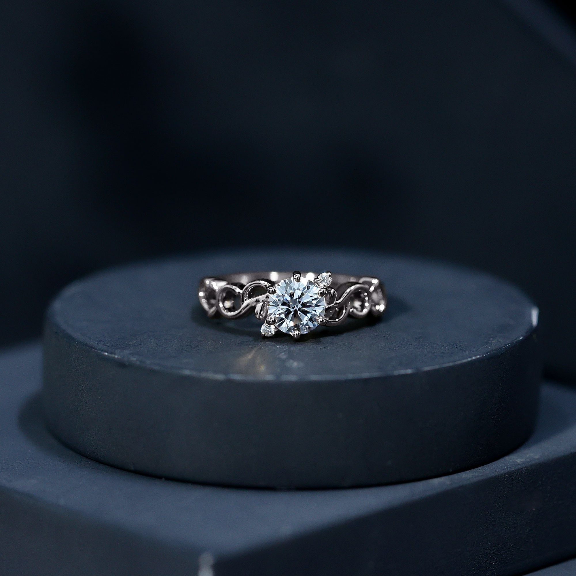 Lab Grown Diamond Art Deco Engagement Ring Lab - ( EF-VS ) - Rosec Jewels