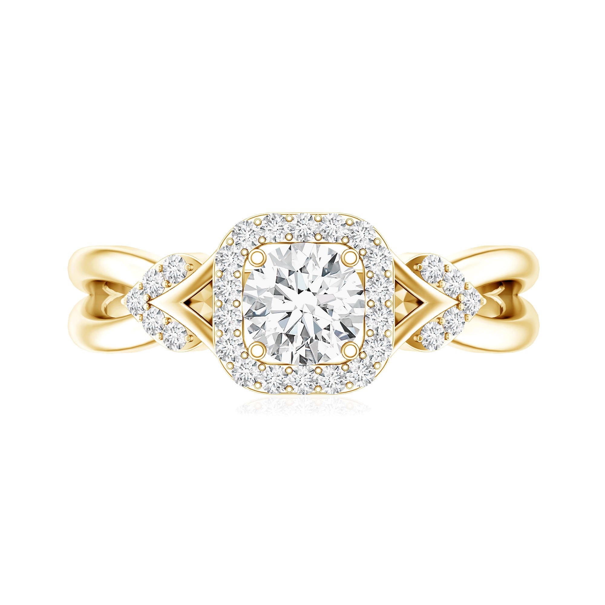 Lab Grown Diamond Halo Engagement Ring Lab - ( EF-VS ) - Rosec Jewels