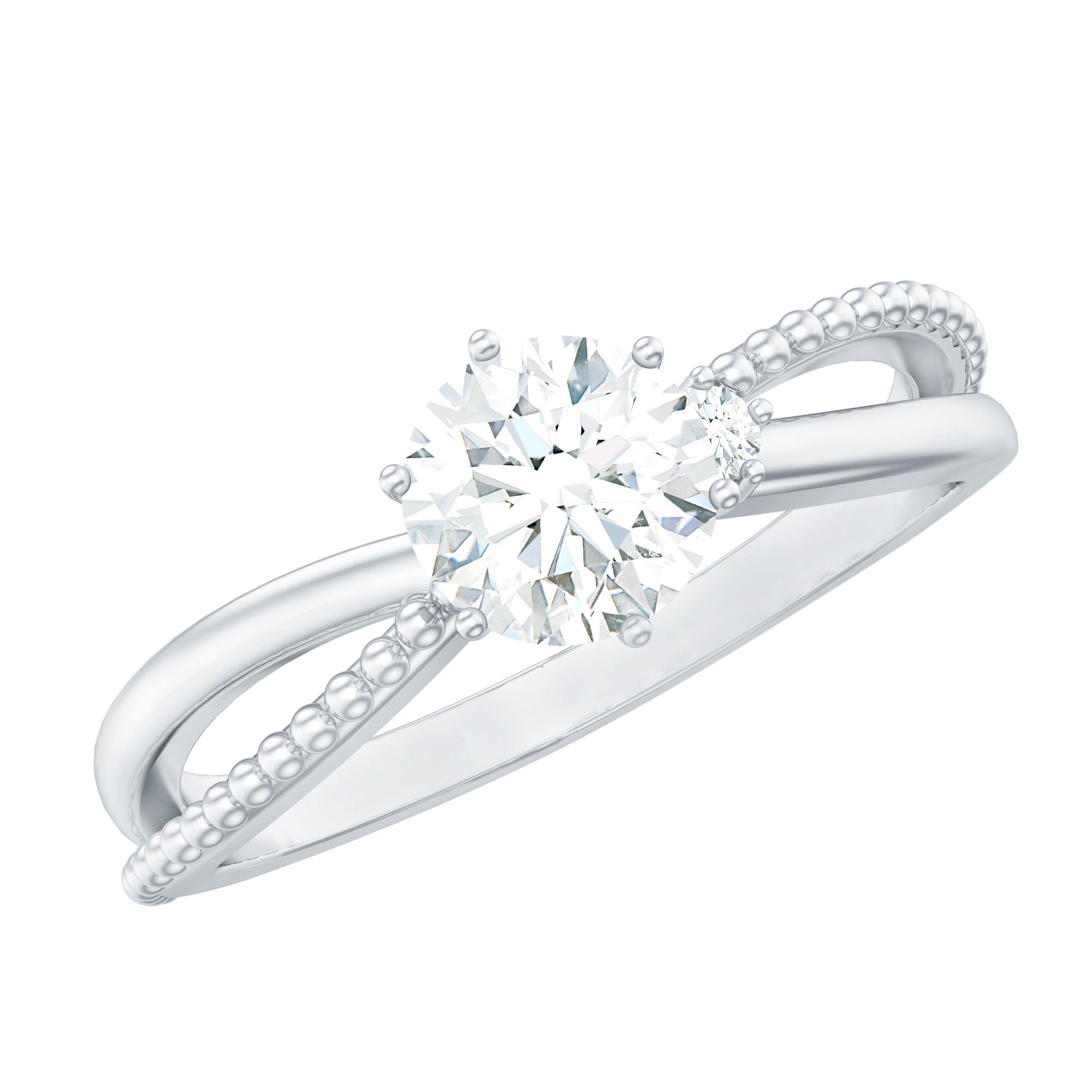 Lab Grown Diamond Solitaire Splt Shank Engagement Ring