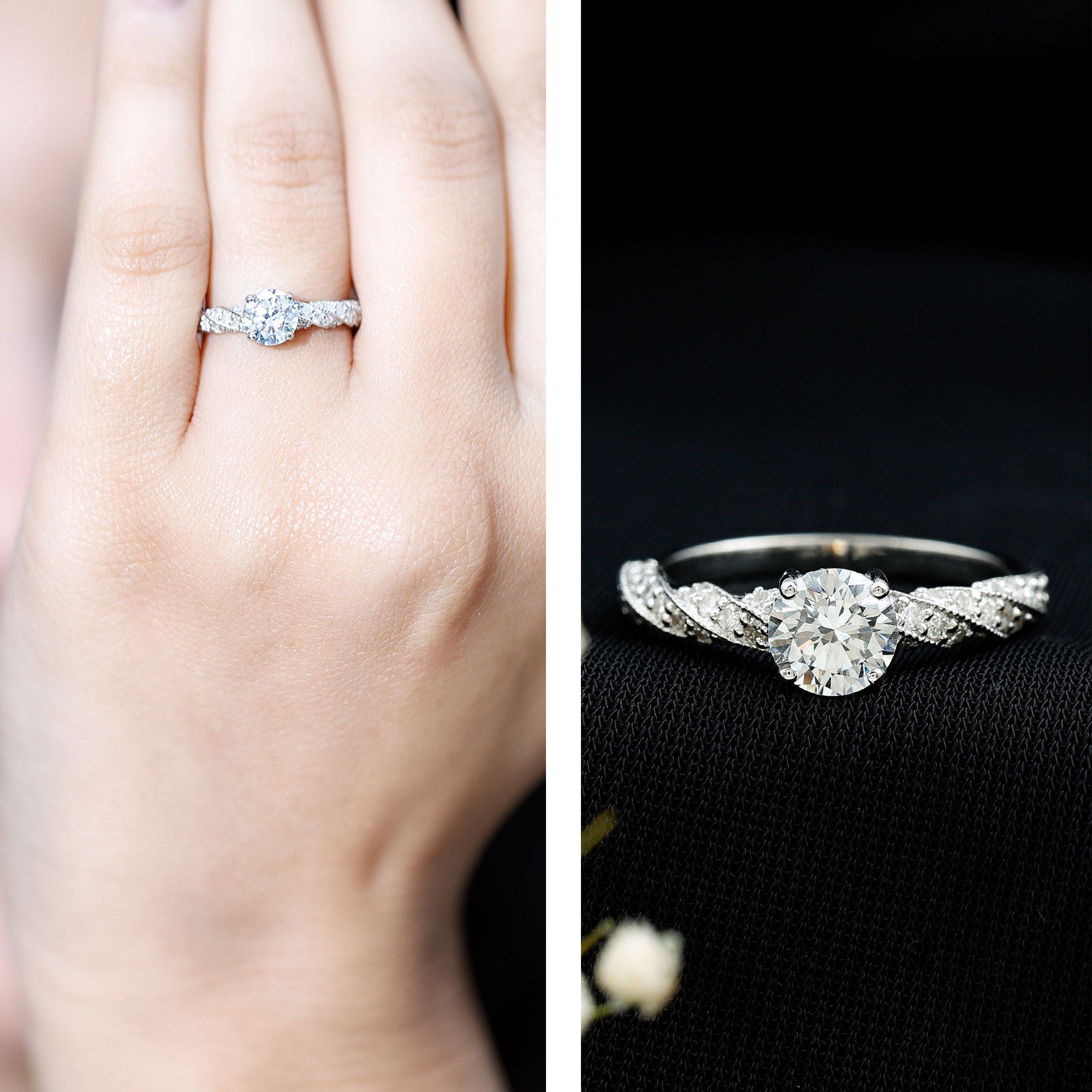 Round Shape Lab Grown Diamond Solitaire Engagement Ring Lab - ( EF-VS ) - Rosec Jewels