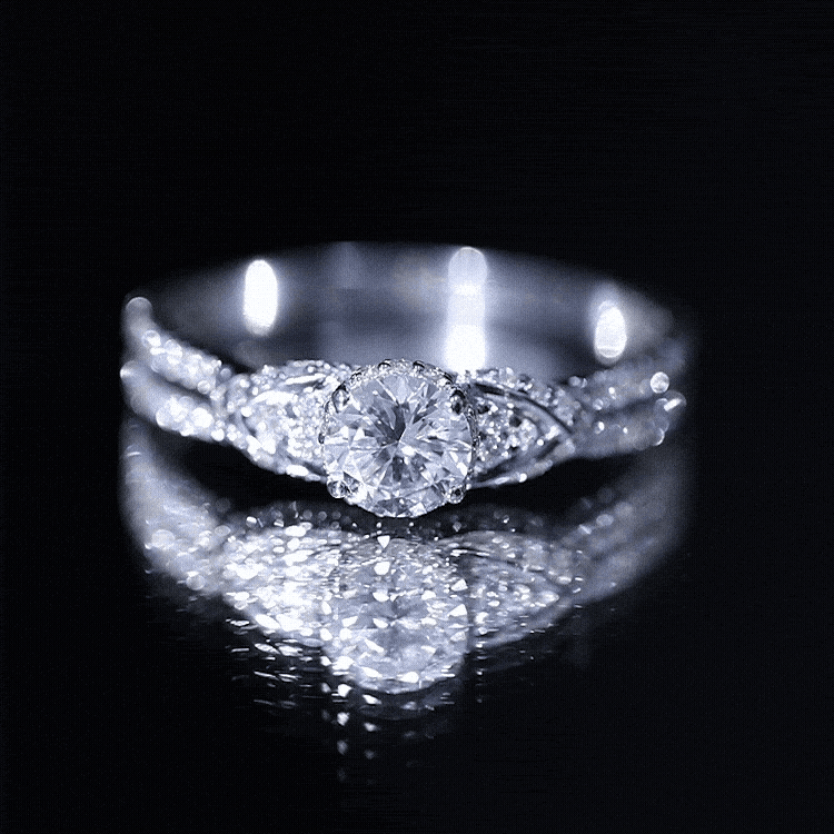 Lab Grown Diamond Round Engagement Ring With Side Stone Lab - ( EF-VS ) - Rosec Jewels