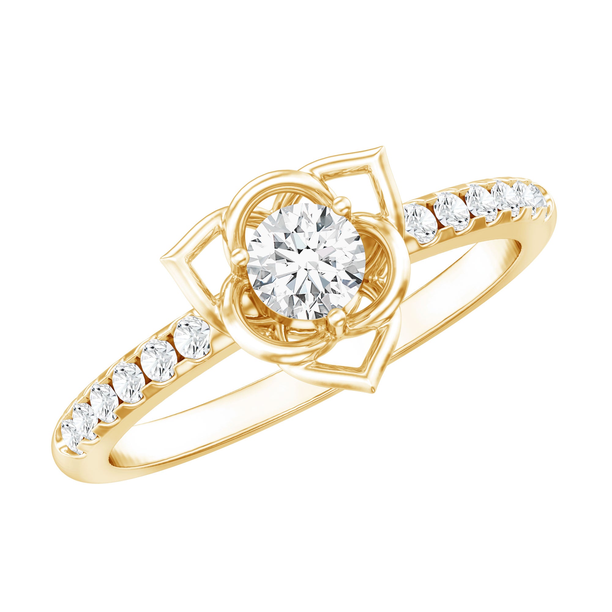 Certified Lab Grown Diamond Flower Promise Ring Lab - ( EF-VS ) - Rosec Jewels