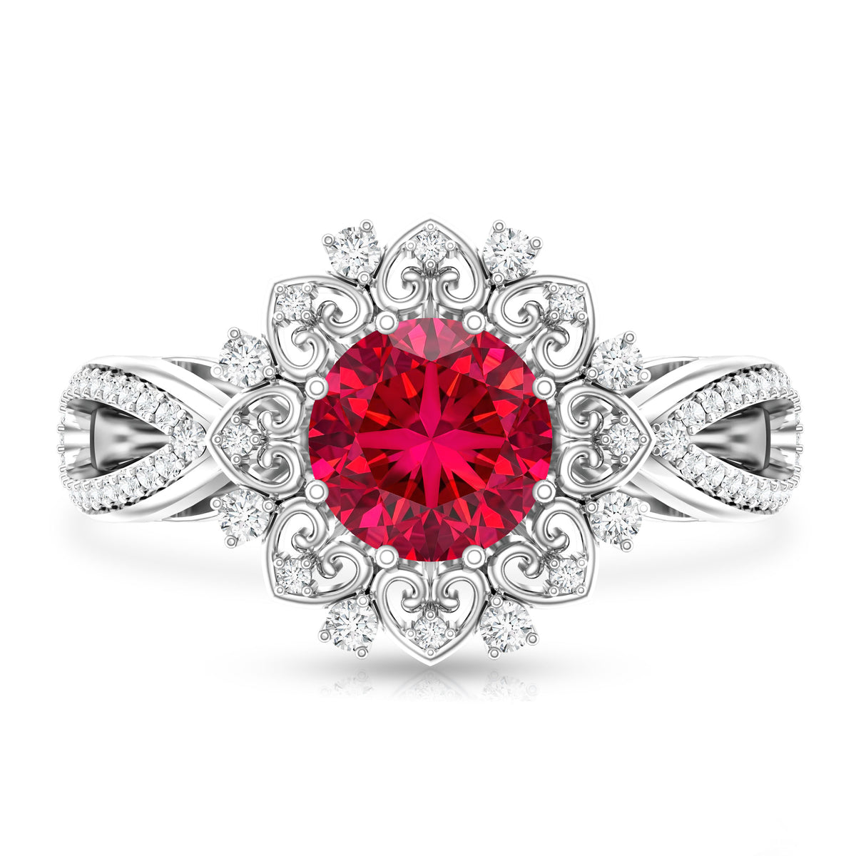 Lab Grown Ruby and Diamond Antique Looking Engagement Ring For Women AAAA - Rosec Jewels