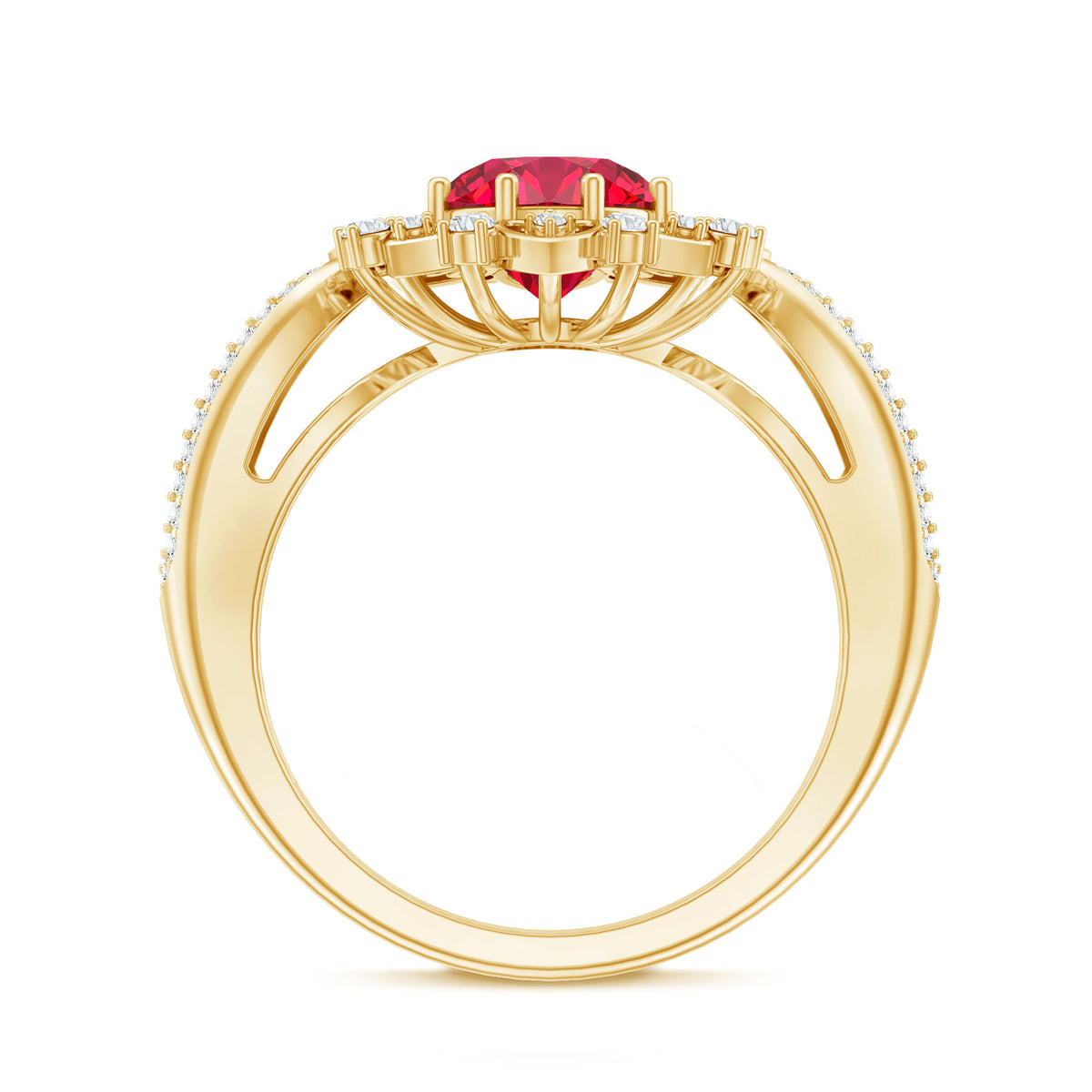 Lab Grown Ruby and Diamond Antique Looking Engagement Ring For Women AAAA - Rosec Jewels