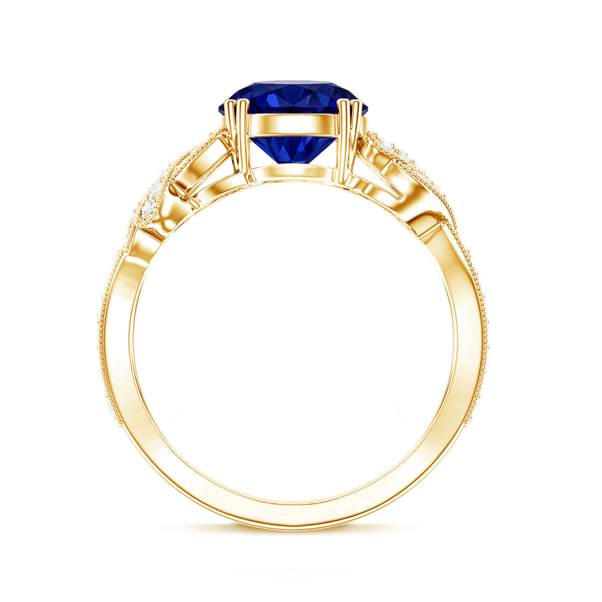 Designer 2.7 Carat Lab Grown Blue Sapphire Statement Engagement Ring with Diamond AAAA - Rosec Jewels