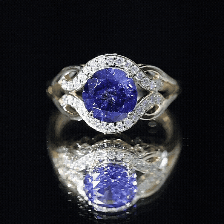 Certified Lab Grown Blue Sapphire Antique engagement ring with Diamond AAAA - Rosec Jewels