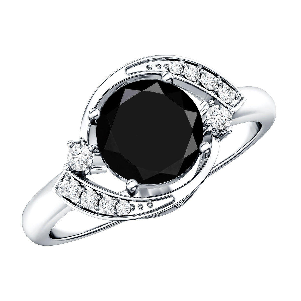 2 Carat Lab Grown Black and White Diamond Engagement Ring for Women AAAA ( Synthetic ) - Rosec Jewels